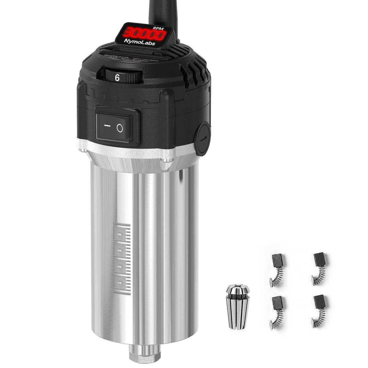 710W CNC Router Spindle Motor with Speed Display, 6-Speed Adjustable (7000–30000 RPM), 65mm Diameter, 1/4" ER11 Collet, Compatible with CNC Routers, Milling and Engraving Machines