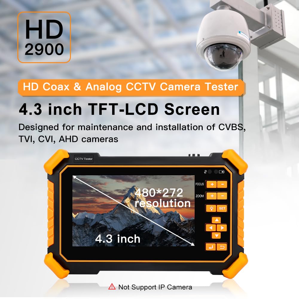 [New] WSDCAM 4-in-1 HD CCTV Tester Monitor Auto HD Coaxial Camera Tester, 4K 8MP CVI/TVI/AHD/CVBS Analog Camera/UTP Cable Test, 4.3in TFT-LCD Screen PTZ Control RS485 Call OSD Menu DC12V Power Output