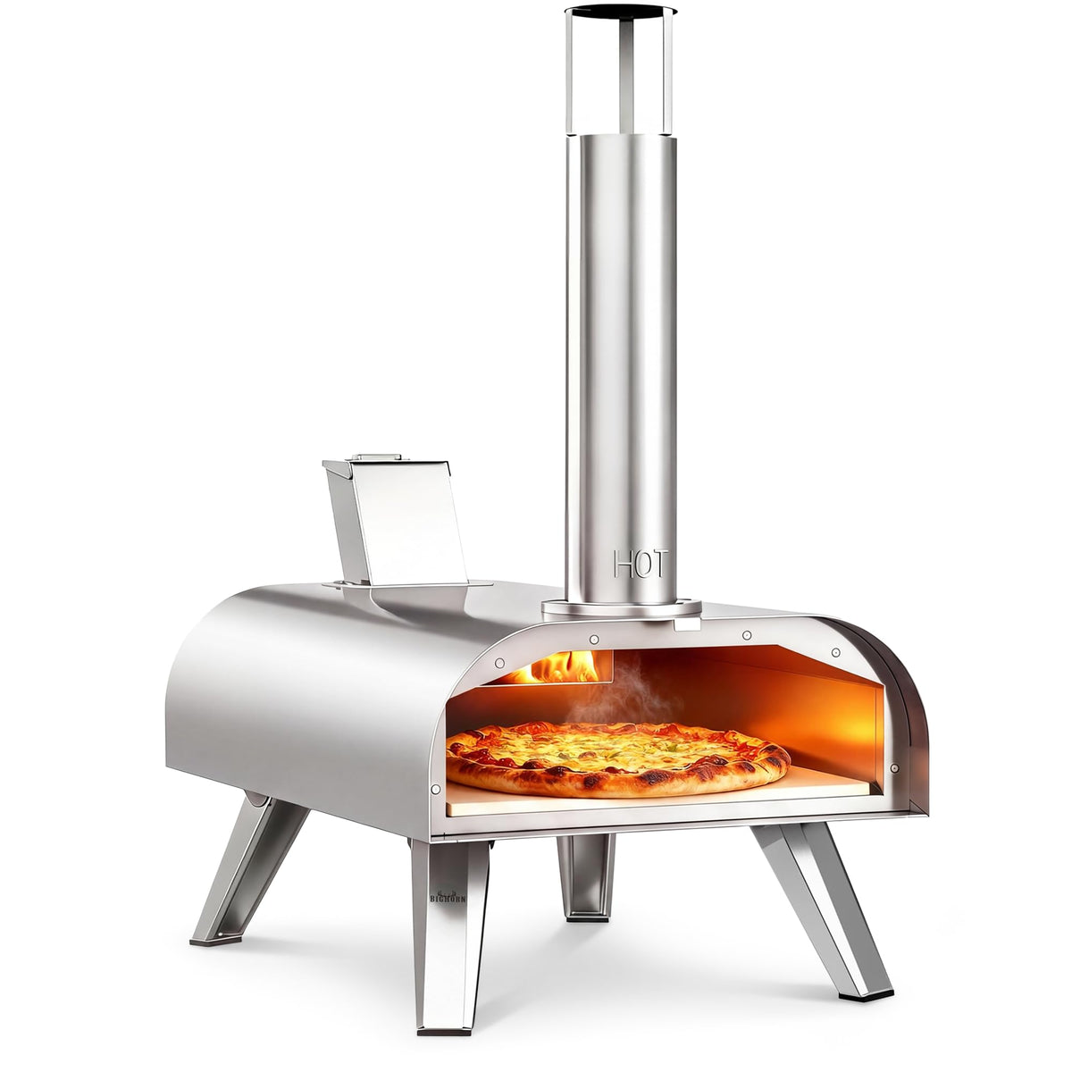 BIG HORN 12" Outdoor Pizza Oven, 1110°F, Wood Pellet, Gas & Electric Gas & Electric Burners Sold Separately — Wood for authentic flavor, gas for quick cooking, or electric for convenient cooking