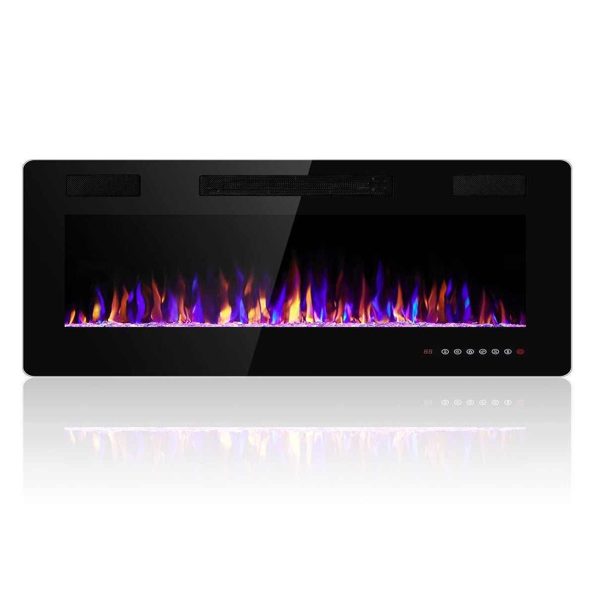 Electactic 36 Inch Electric Fireplace Insert Ultra-Thin - Recessed & Wall-Mounted Fireplace Heater with Thermostat, Adjustable Flame, Remote Control - Linear with Timer, Touch Screen, 750/1500W