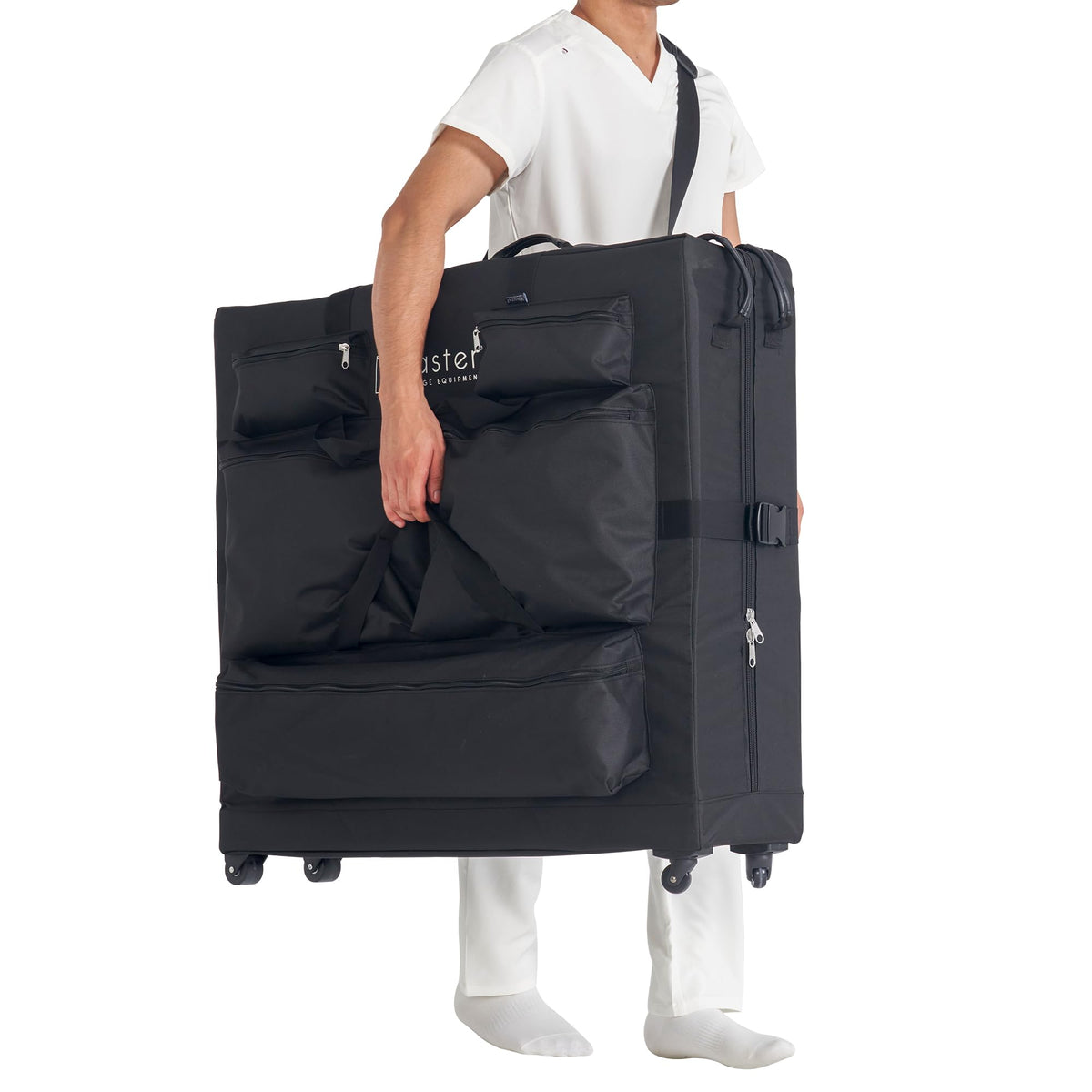 Master Massage Luggage Style Wheeled Massage Table Carrying Case 27” to 32” Width Folding Massage Table- Black