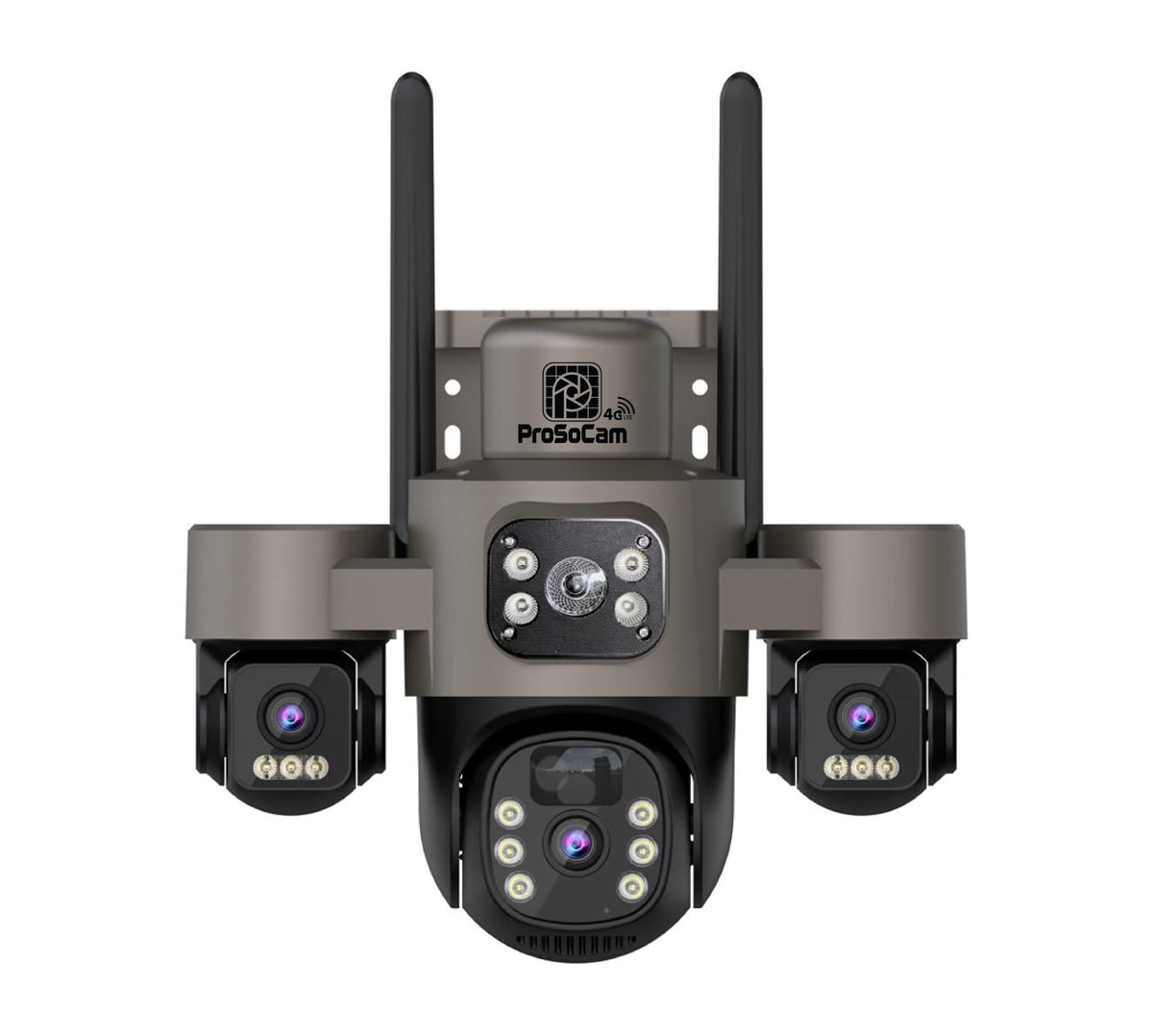6MP HD 4G Cellular Solar Security Camera, Triple Lens, No Wi-Fi 6MP HD 4G cellular triple-lens solar camera for remote areas with no Wi-Fi; monthly data subscription required.
