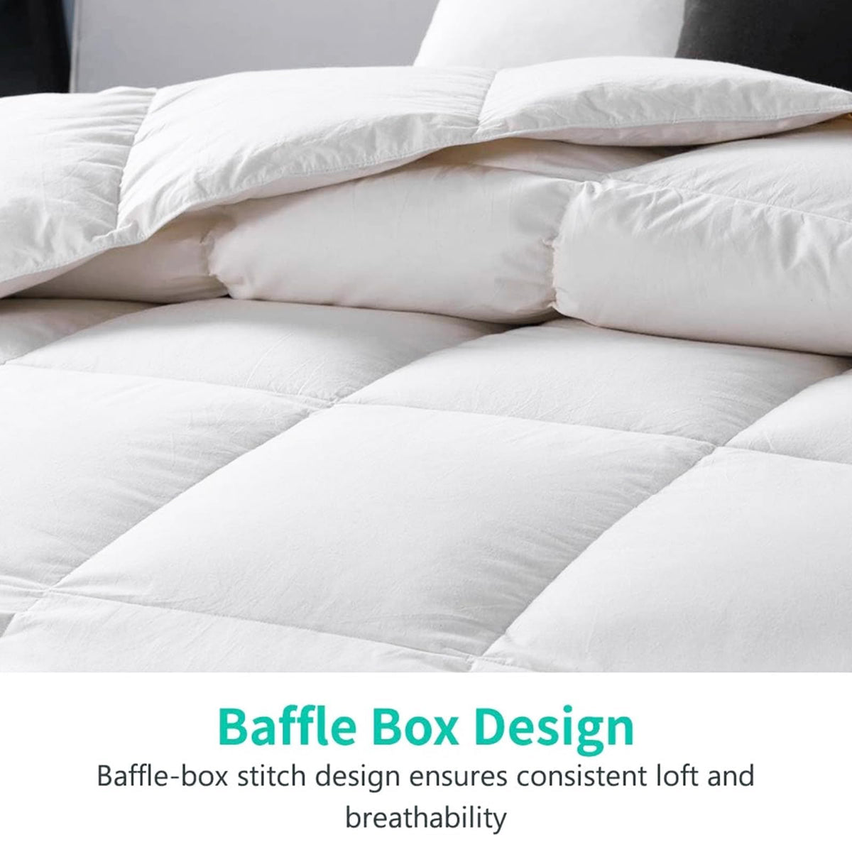 APSMILE Duvet Insert King,Fluffy Down Feather Fibers Comforter-All Season 100% Organic Cotton Cover,Machine Washable,Oeko-Tex Certified Hypoallergenic,Luxury Hotel Bed Quilt,Medium Warm Blanket,White