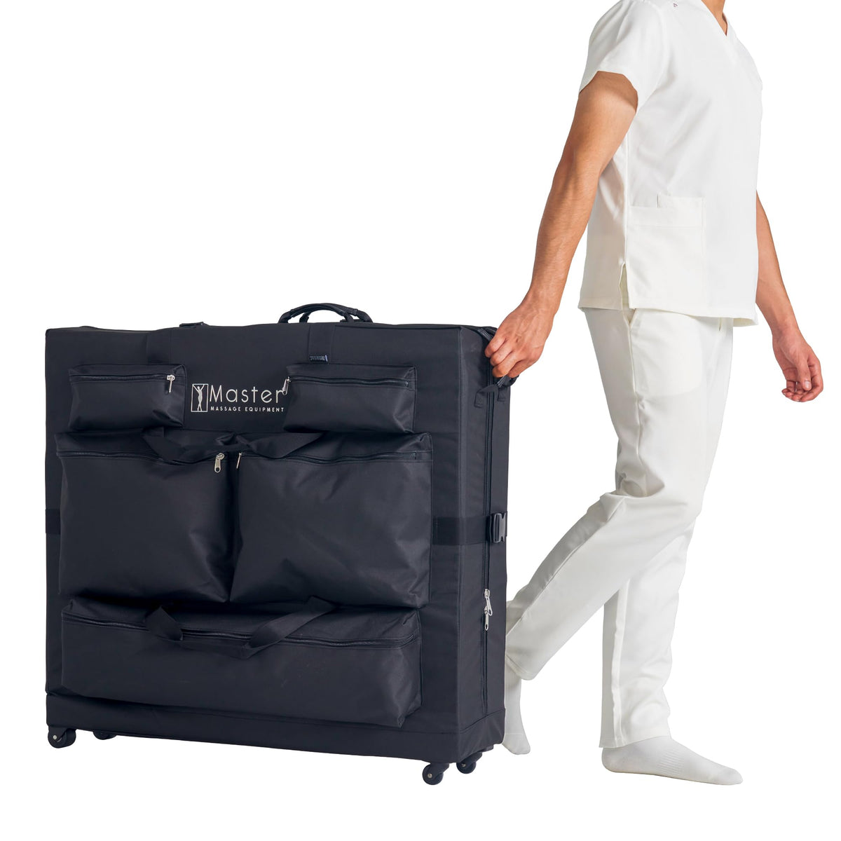 Master Massage Luggage Style Wheeled Massage Table Carrying Case 27” to 32” Width Folding Massage Table- Black