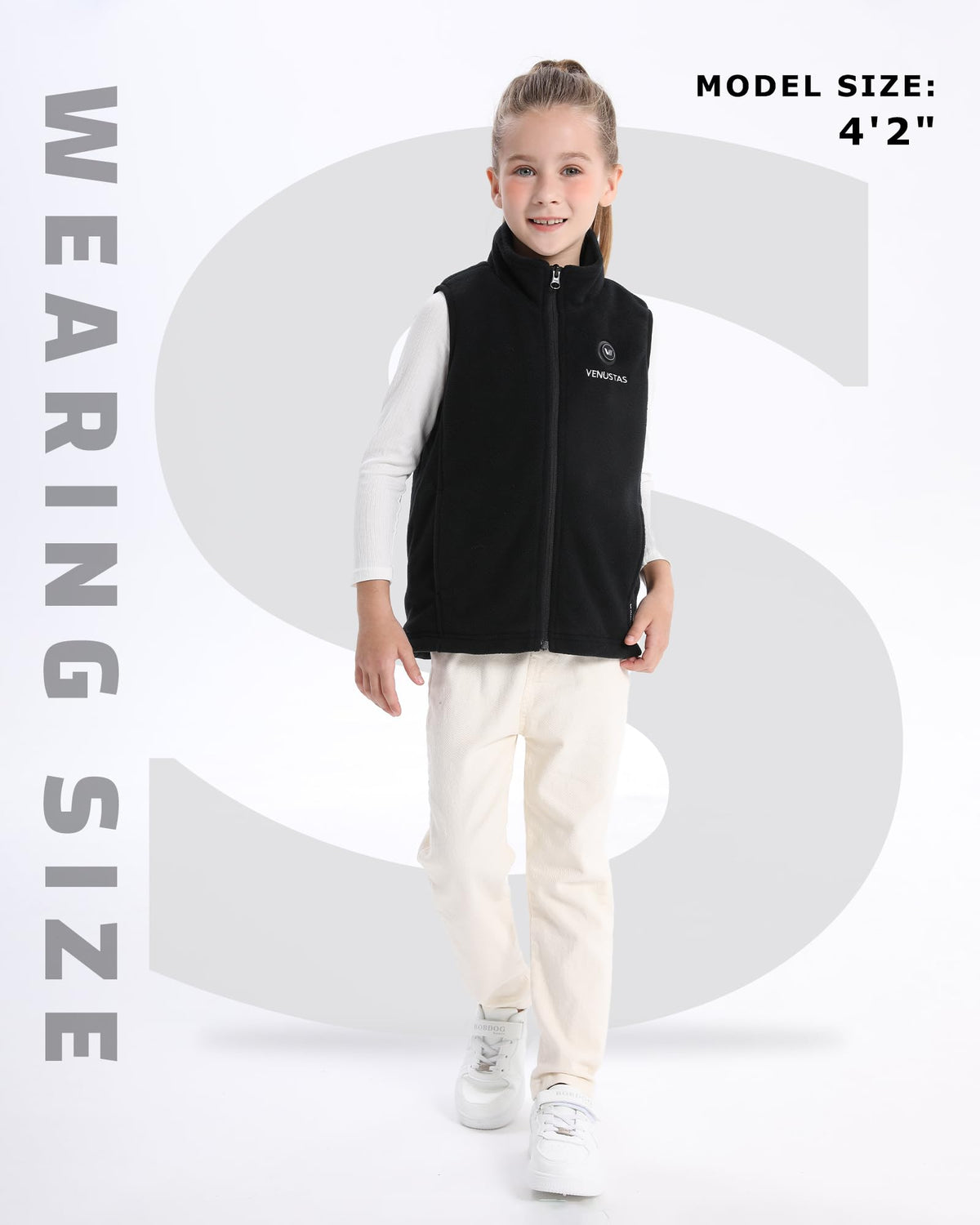 Venustas Kids Heated Fleece Vest with Battery Pack Included, Warmer Youth Electric Heating Vest for Girls