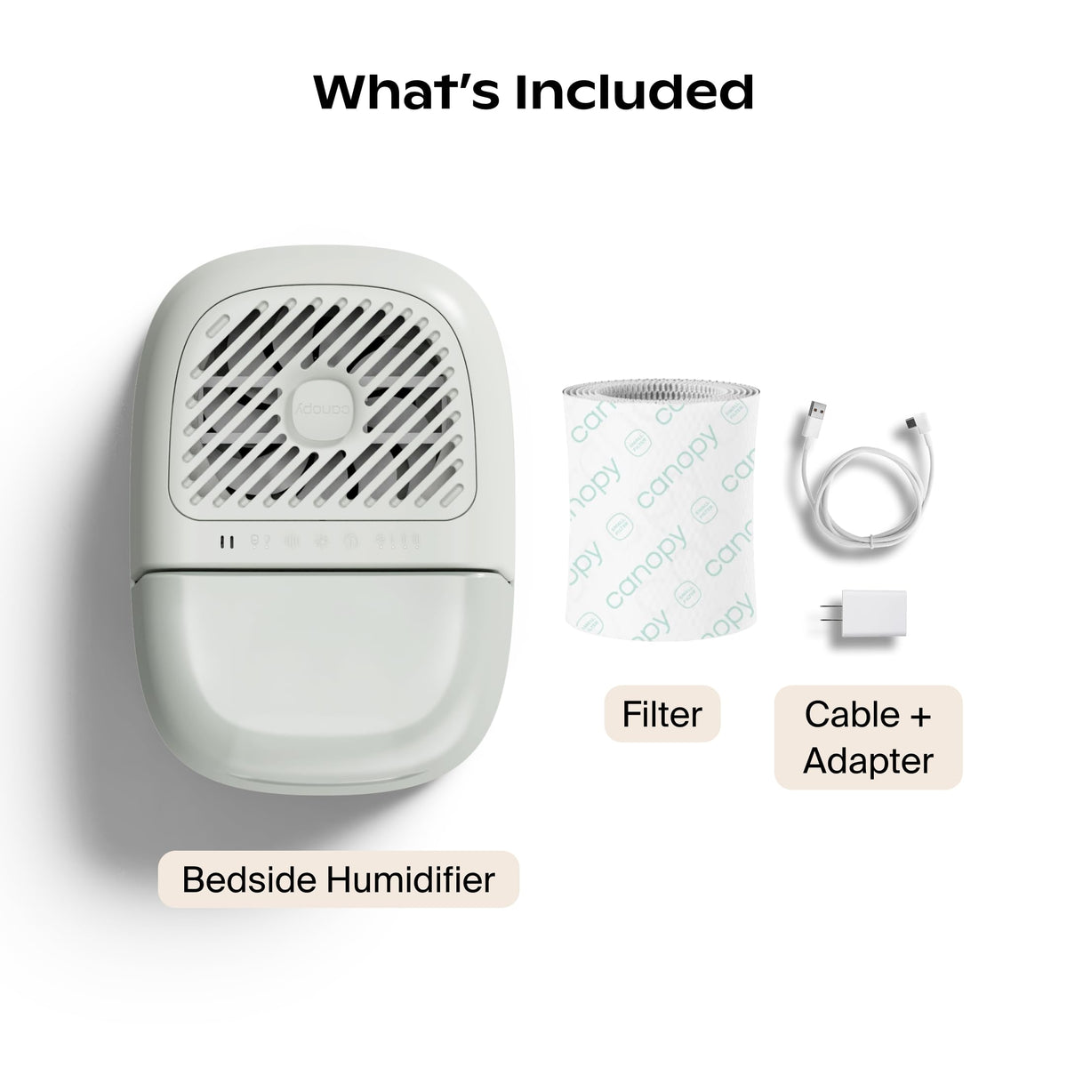 Canopy Bedside Humidifier 2.0, White, 2.5L, 36 Hr, Reading Light & Sound