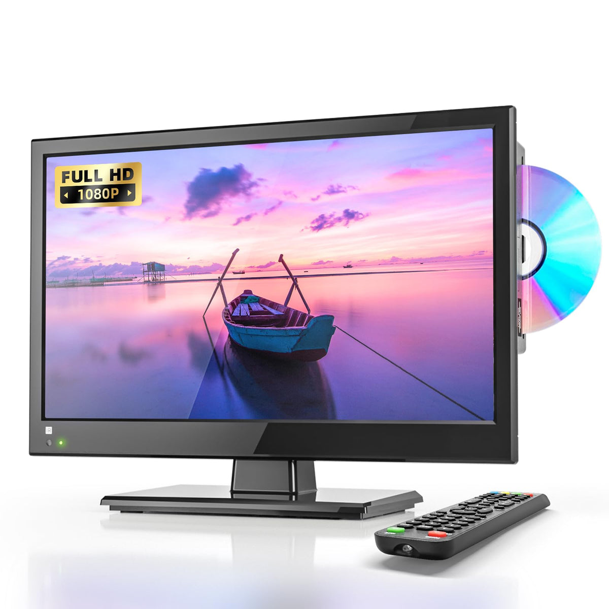 Desobry 16 INCH TV with DVD Player Built in 1080P LCD TV DVD Player Combo with HDMI USB Monitor for Home, Kitchen, RV Camper, or Office,RV TV