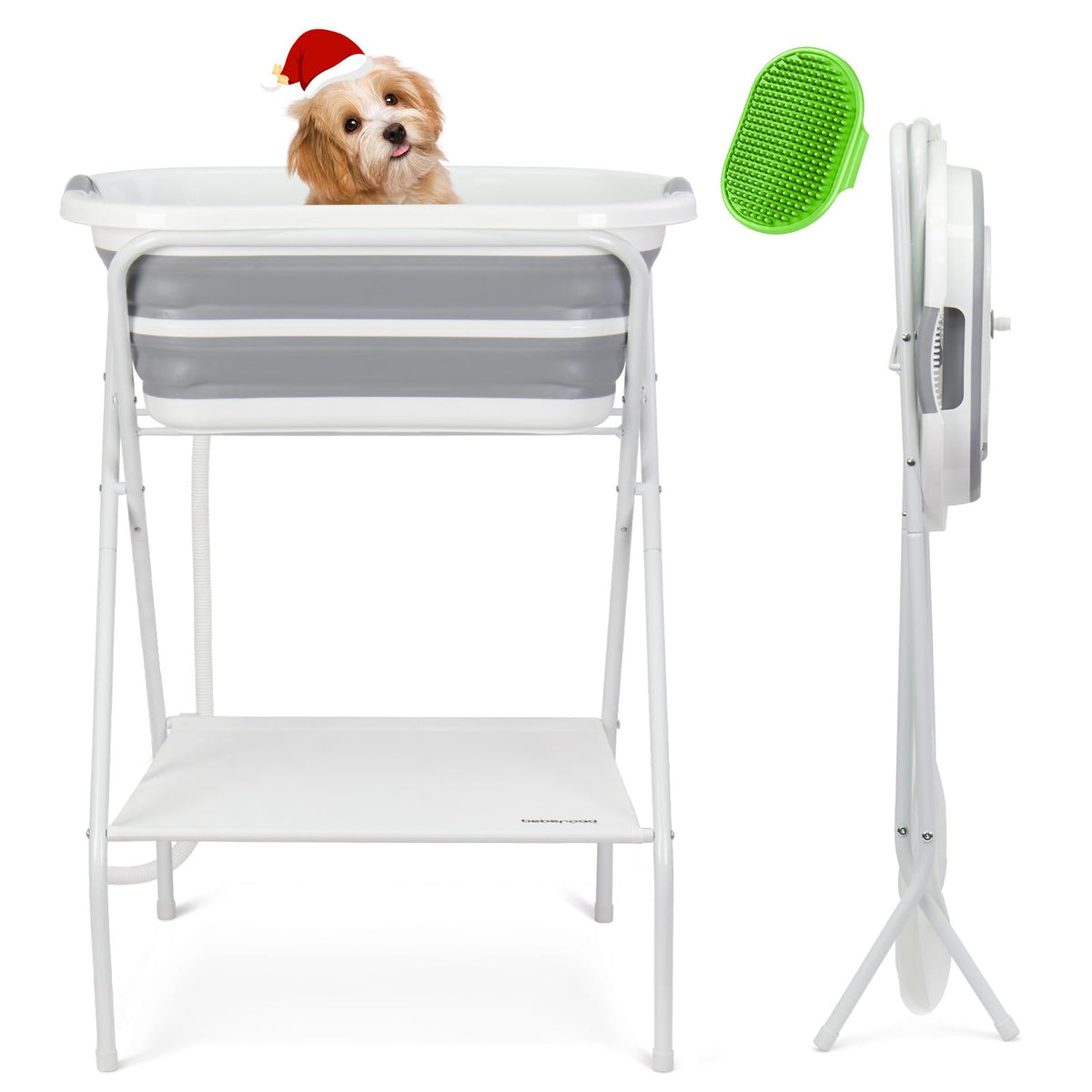 Beberoad 2 in 1 Dog Bath Tub Dog Washing Station for Bathing and Grooming, Elevated Collapsible Foldable Portable Shower Bathtub for Small Dogs Cats Pet, Indoor and Outdoor
