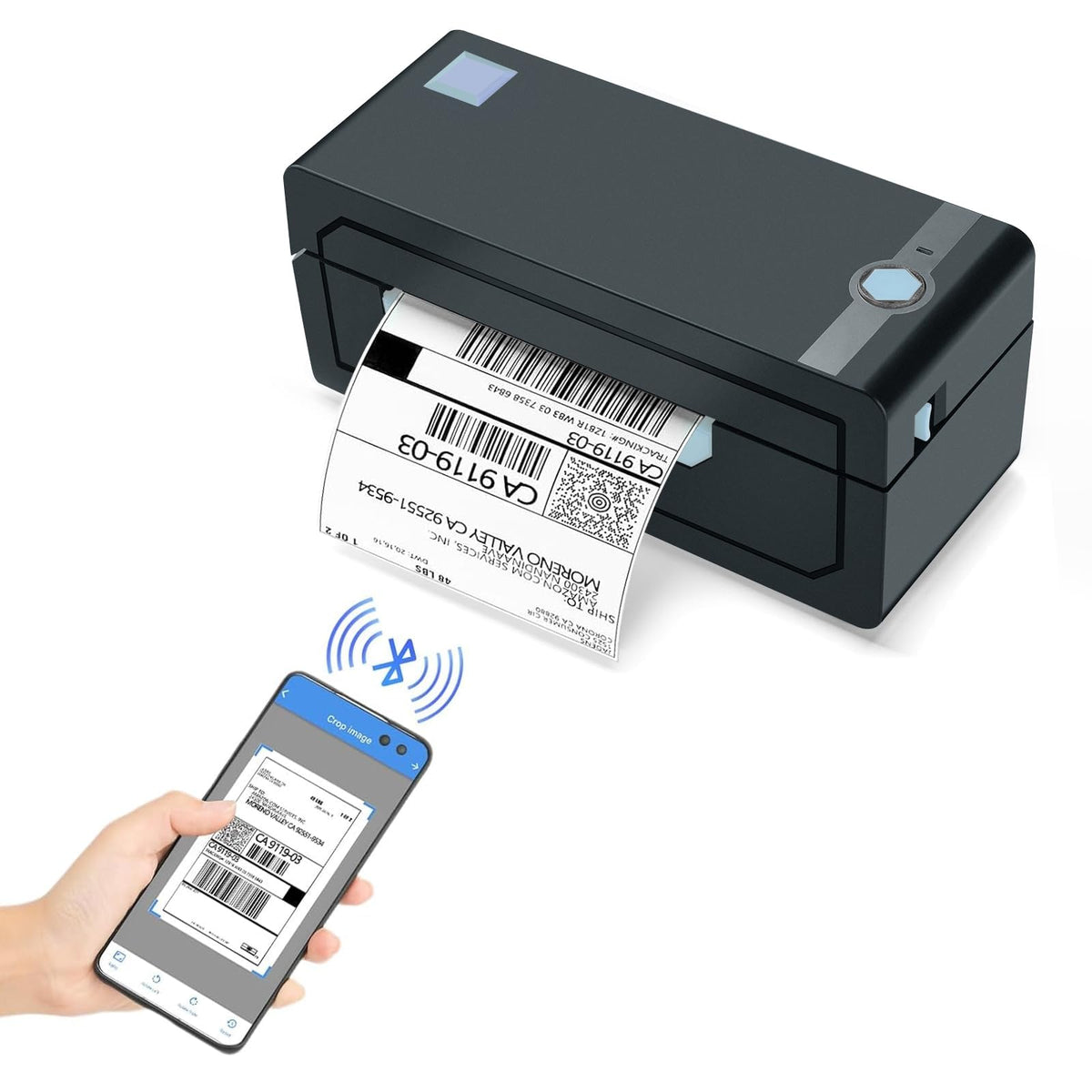 JADENS Bluetooth Thermal Shipping Label Printer, Wireless 4x6 Label Printer Compatible with Android, iPhone, Windows & Mac, Widely Used for, Amazon, Shopify, Etsy, USPS(Blue)