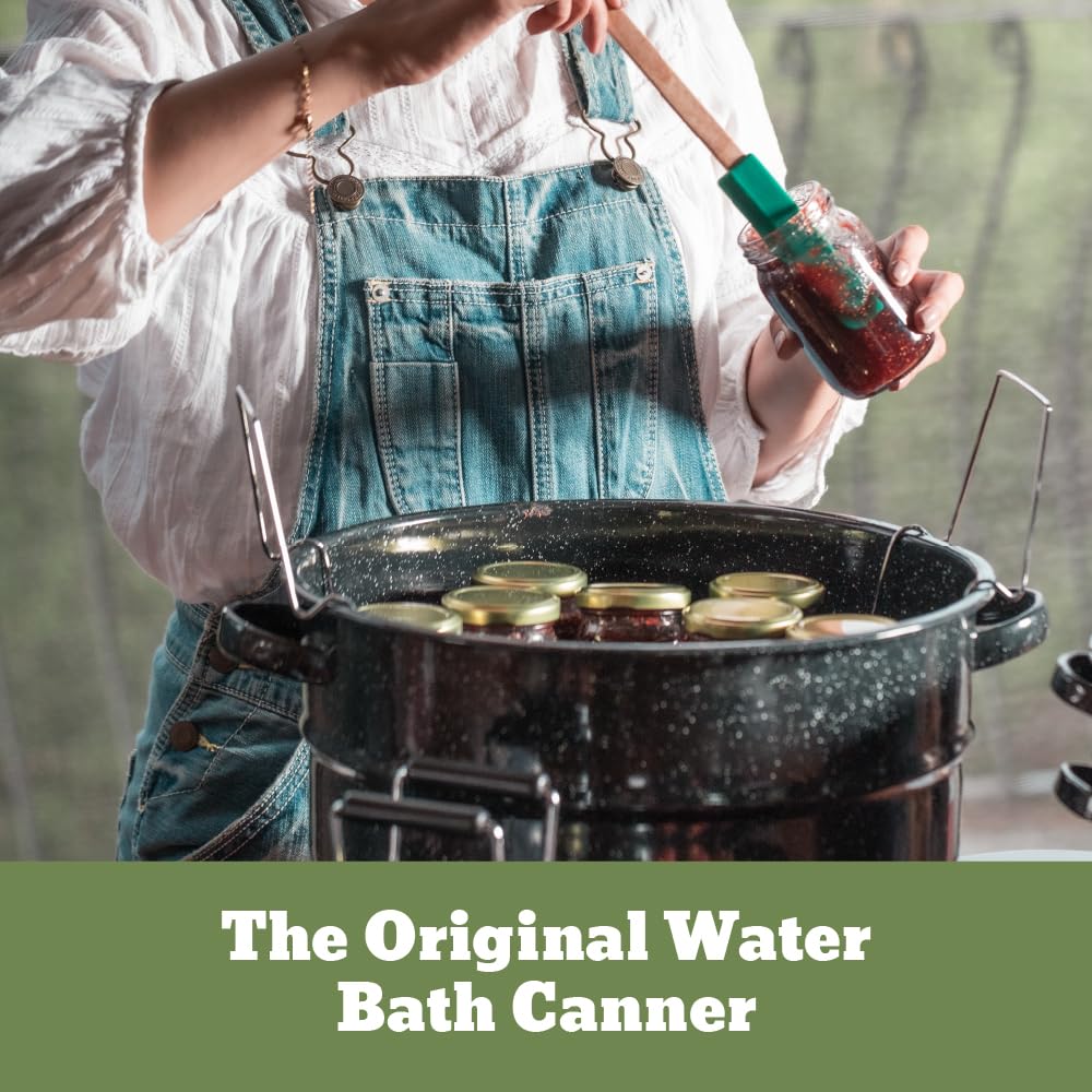 Granite Ware Canning Pot with Rack - 8 Piece Set Enamelware Water bath canner - Canning Starter Kit