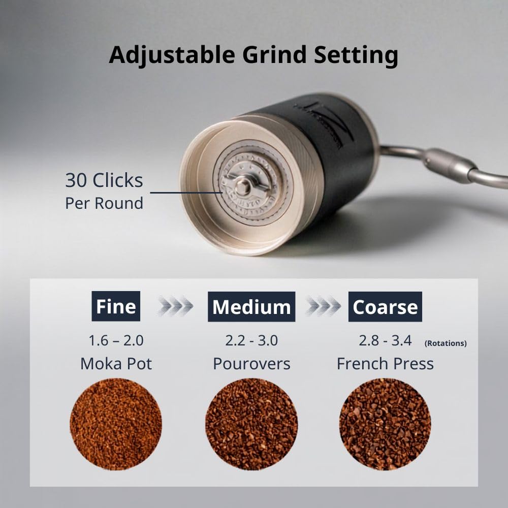 1Zpresso J Manual Coffee Grinder Silver with Assembly Stainless Steel Conical Burr - Numercial Internal Adjustable Setting for Pour Over French Press Cold Brew.