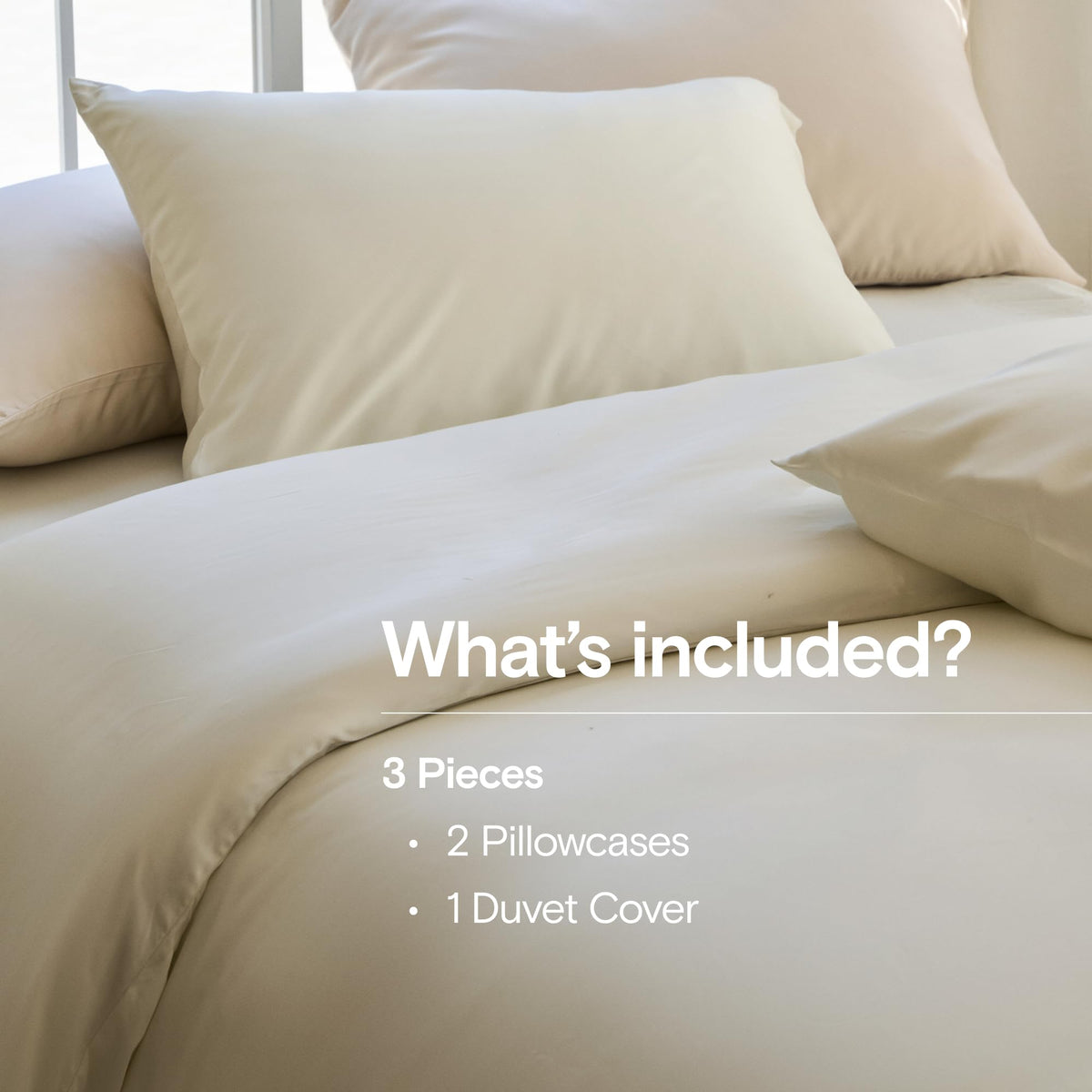 DOZ Duvet Cover Set, 100% Viscose derived from Bamboo, Organically Grown, Buttery Soft, Cooling Duvet Covers, High GSM, 1 Duvet Cover and 2 Pillowcases, 90"x90" (Ivory, Full/Queen)