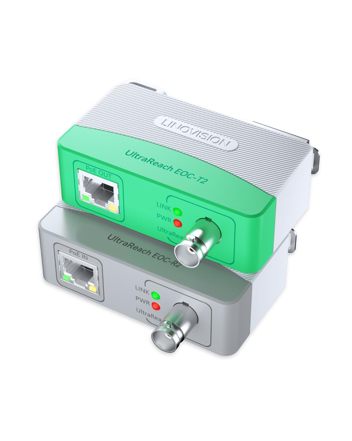 LINOVISION UltraReach PoE Over Coax Converter –EOC2, IP Ethernet Over Coax Alumimum Heat Dissipation | Up to 3000ft | Power and Data over RG59 Coax | Upgrade Analog CCTV to IP | 3-Year Warranty