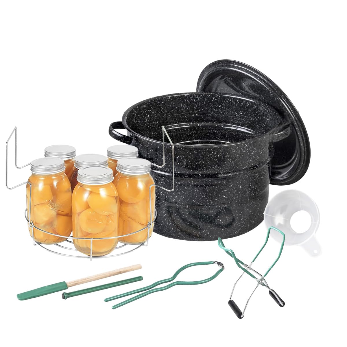 Granite Ware Canning Pot with Rack - 8 Piece Set Enamelware Water bath canner - Canning Starter Kit