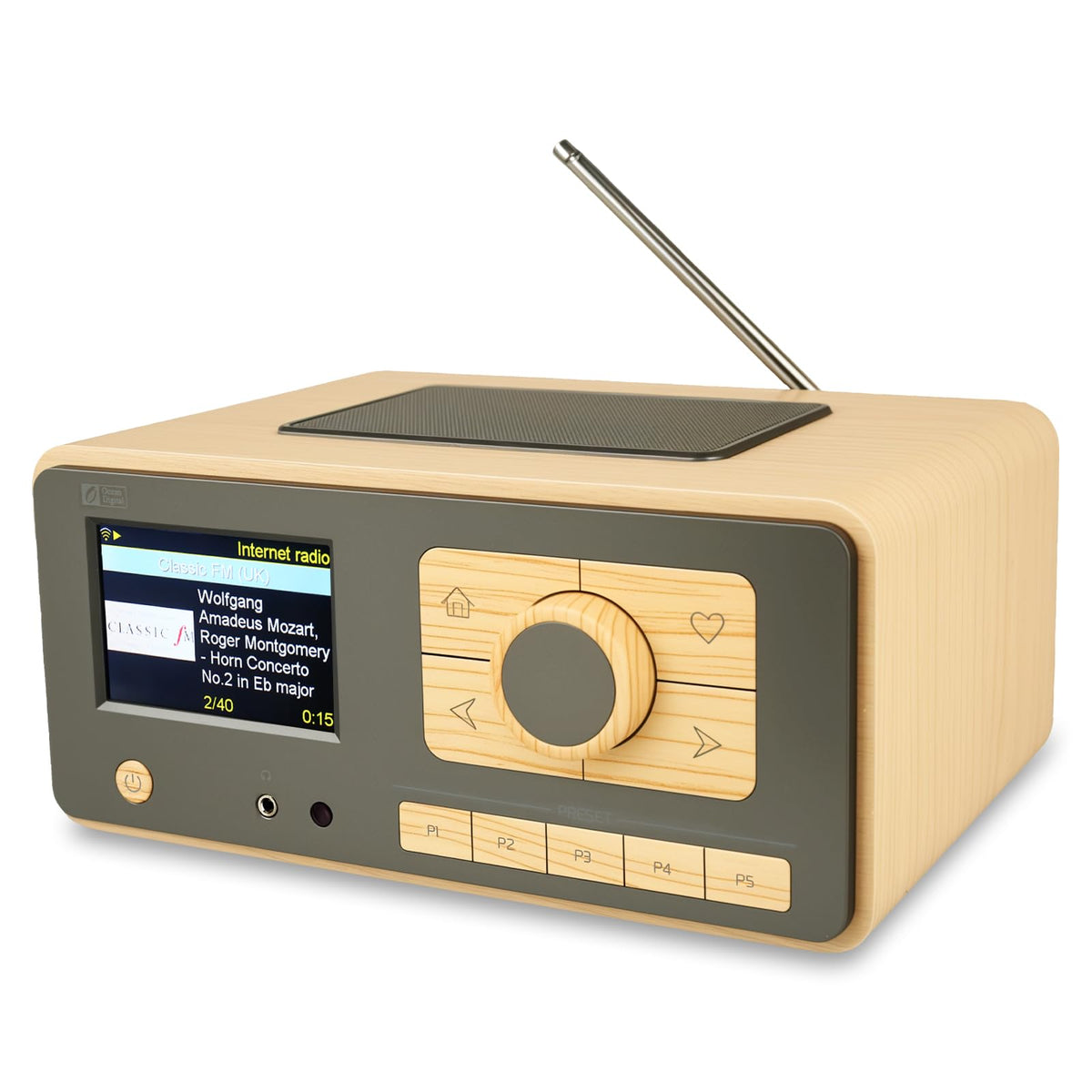 Ocean Digital WR-393 WiFi Internet Radio with FM, Podcast, Bluetooth Speaker, 3.5" Color Display, 30,000+ Stations, UPnP/DLNA Streaming, Dual Alarm Clock, Sleep Timer, Remote Control, Mains Powered