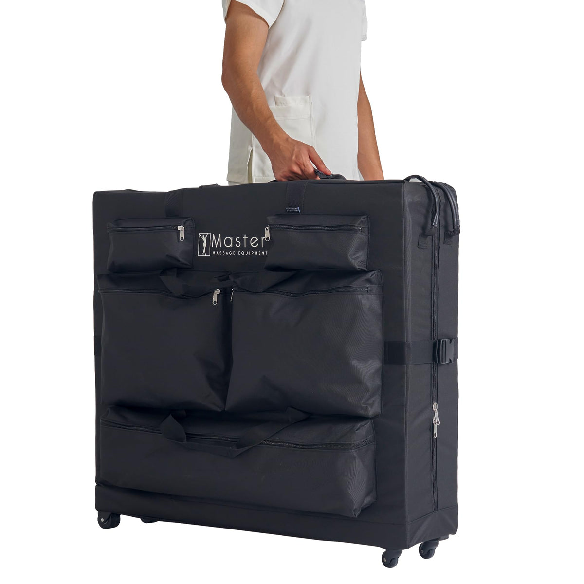 Master Massage Luggage Style Wheeled Massage Table Carrying Case 27” to 32” Width Folding Massage Table- Black