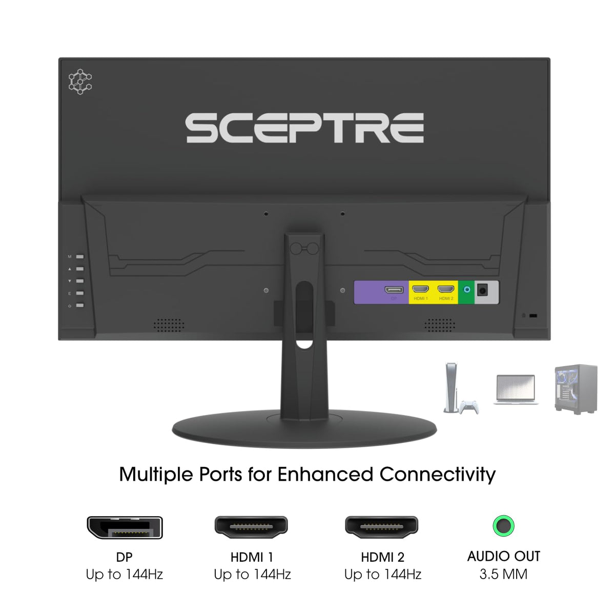 Sceptre New 22-Inch Gaming Monitor, FHD 1080p, Up to 144Hz, HDMI, DisplayPort, Built-in Speakers, Machine Black (E225W-FW144 Series, 2026)