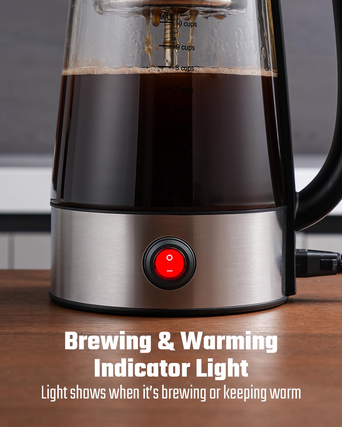 KIDISLE 10-Cup Electric Percolator Coffee Pot with Borosilicate Carafe Reusable Stainless Steel Filter, Auto Keep Warm, 1000W Fast Brew, Visual Brew Control