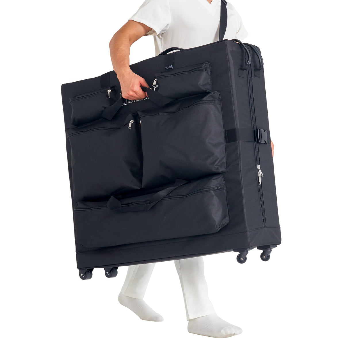 Master Massage Luggage Style Wheeled Massage Table Carrying Case 27” to 32” Width Folding Massage Table- Black