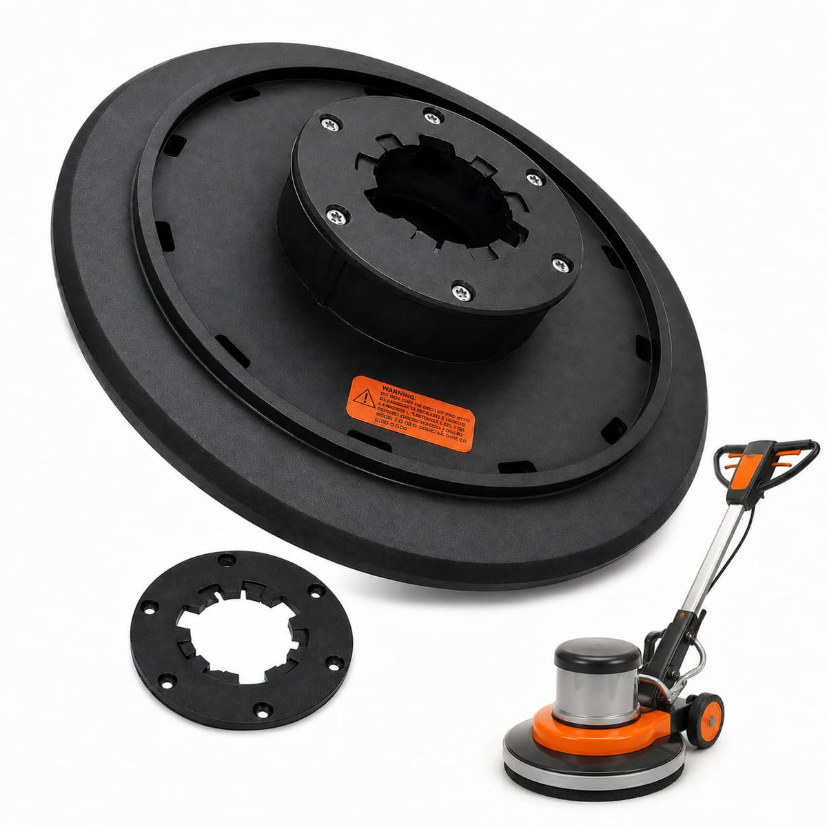 16-Inch Floor Buffer Pad Driver for 17-Inch Buffer & Scrubber, 2-Inch Riser 5-Inch Center Opening, Shower-Feed Holes and Hook Grip Support Secure Pad Attachment for Stripping, Scrubbing and Polishing