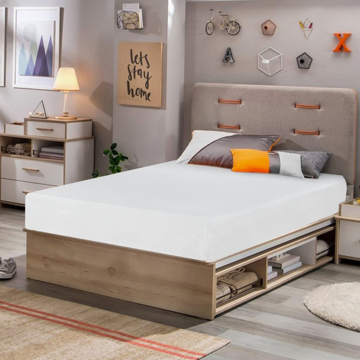 FDW | 8 Inch Twin Mattress | Medium Firm | Gel Memory Foam | White Dual Construction | Pressure Relief, Cooling Foam, Removable and Washable Cover | Bed in a Box, CertiPUR-US Certified