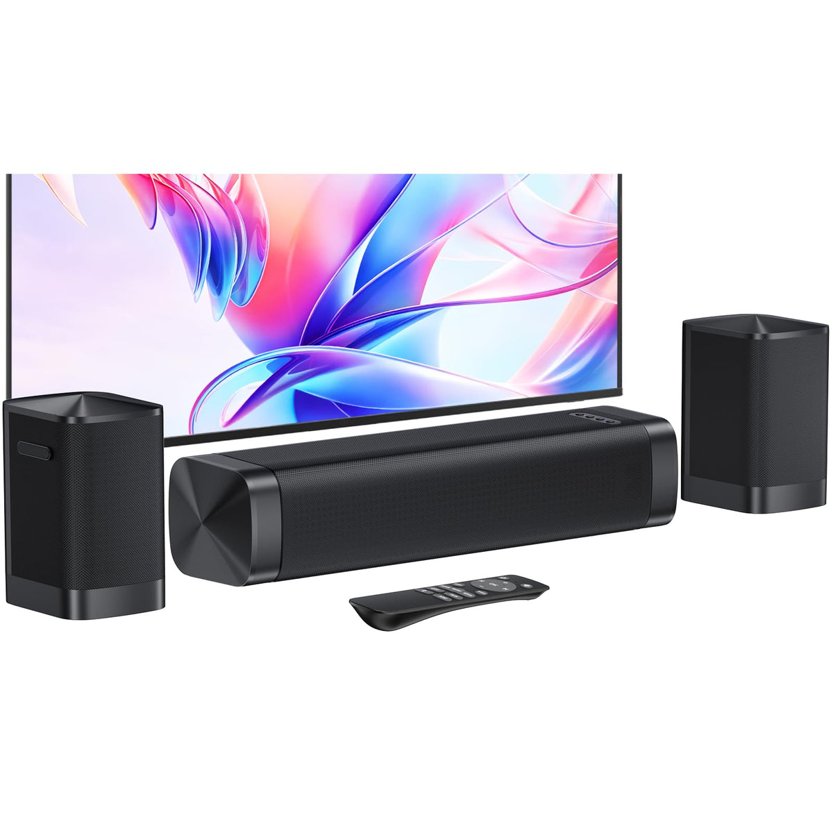 Dolby Digital Plus Sound Bar for Smart TV, 110W Home Theater Soundbar Support Dolby Digital Plus, Wireless&Wired Connect, Adjustable Bass, 3 EQ modes, 4 Setups
