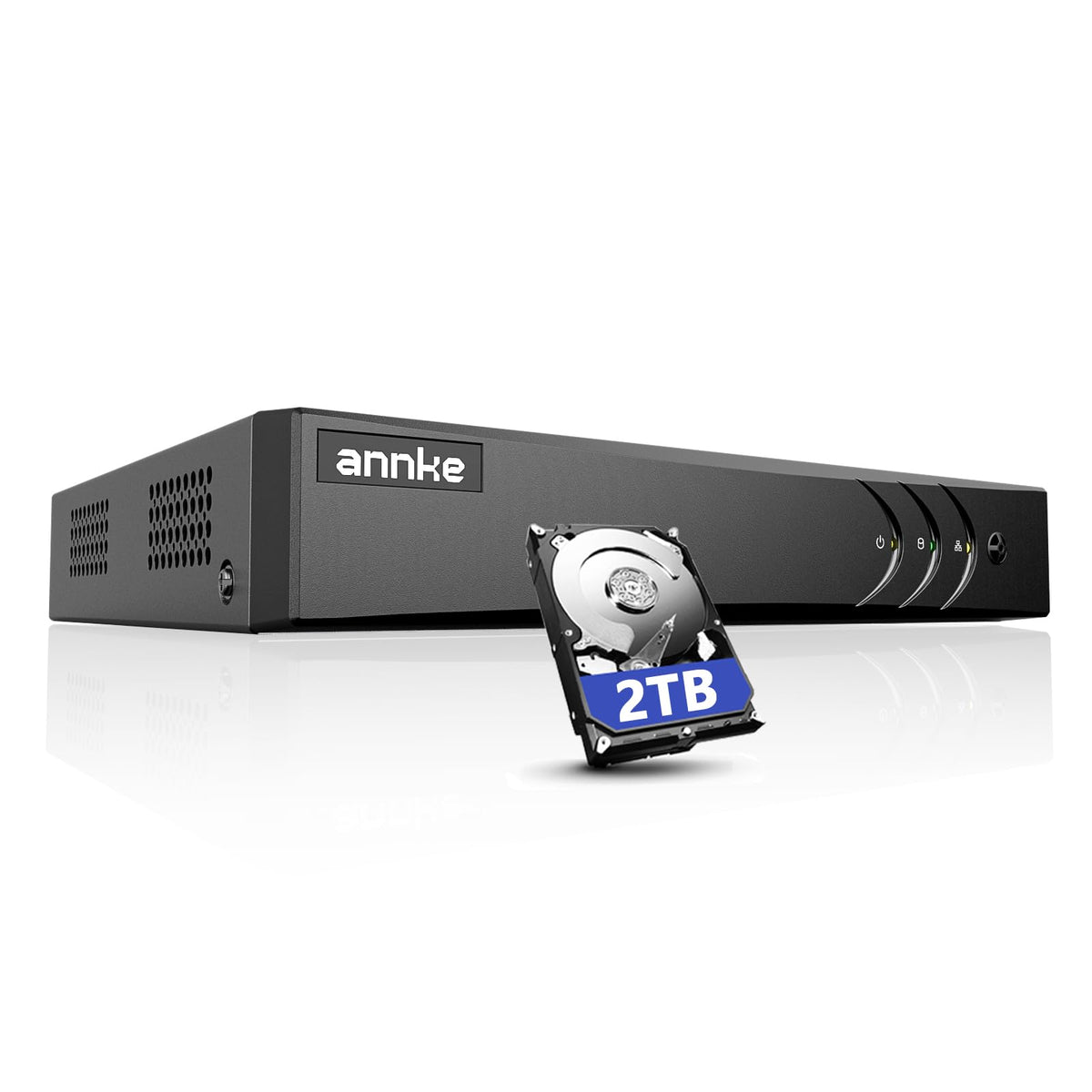 ANNKE 3K Lite 8 Channel DVR for Security Camera, 2TB Hard Drive Disk, Black H.265+ 5-in-1 Digital Video Recorder, AI Human/Vehicle Detection, Support 3K/5MP/4MP TVI/AHD/CVI/CVBS Cams, Home Surveillance