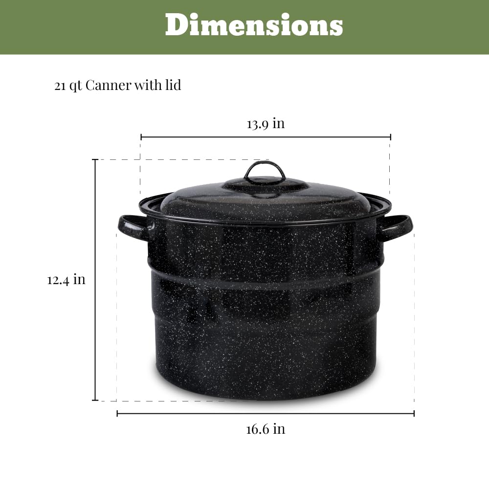 Granite Ware Canning Pot with Rack - 8 Piece Set Enamelware Water bath canner - Canning Starter Kit