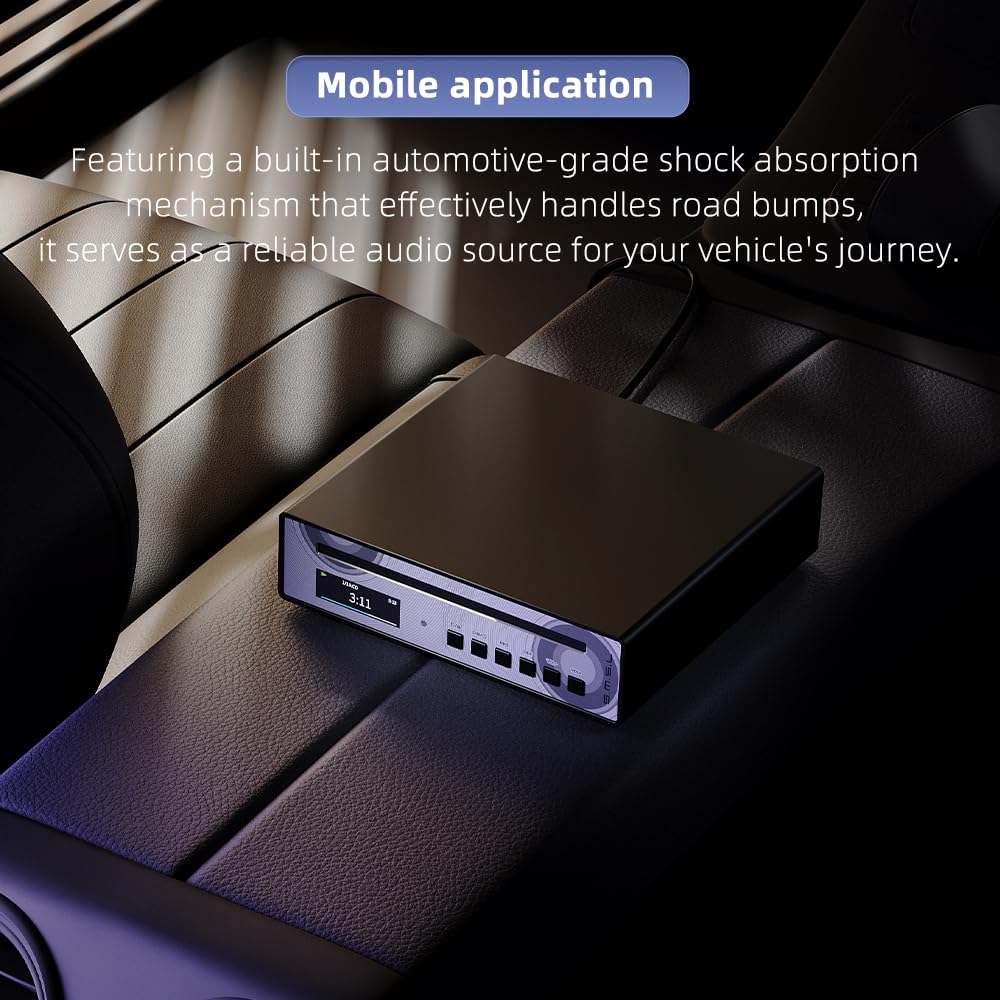 SMSL PL100PRO CD Player,RCA/Optical/Coaxial/XLR Balanced/3.5+4.4mm Headphone Output,200mW 32Ω,2*CS43131 High-End DAC Chips,Compatible with CD-R/CD-RW/MP3 Discs,Lossless MQA Playback