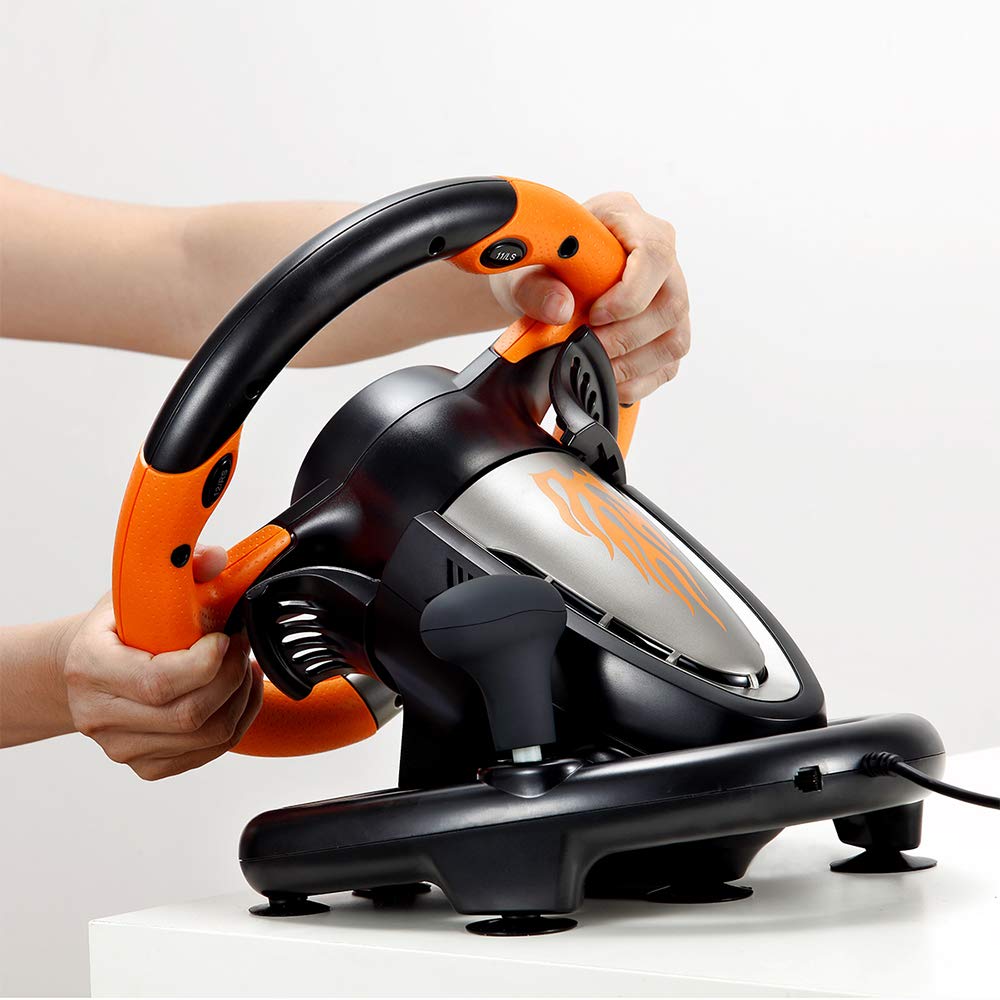 PXN V3 Pro Gaming Steering Wheel with Pedals Dual Motor Vibration Feedback, Beginner Sim Racing Wheel for PC, PS4, Xbox Series S, Xbox Series X, Xbox One and Switch