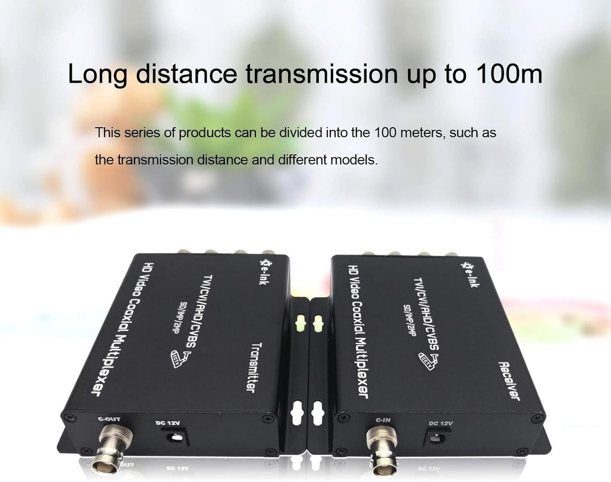 E-link 4 Channel Video Multiplexer - 4Ch CCTV Video Multiplexer Over 1 Coaxial Cable for Standard Analog Cameras