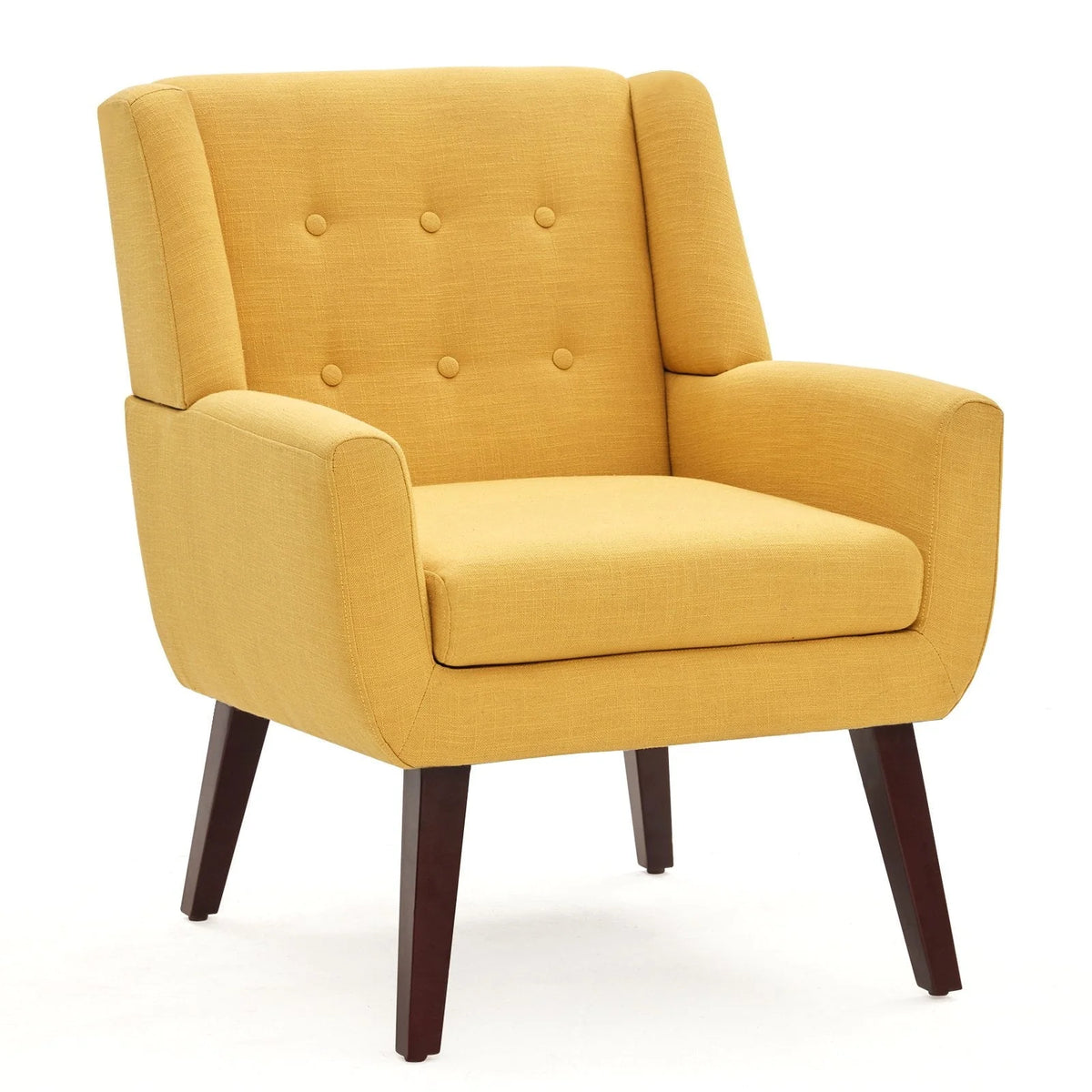 HUIMO Accent Chair, Button-Tufted Upholstered Living Room Chairs, Mid Century Modern Comfy Reading Chairs for Bedroom, Living Room, Beige