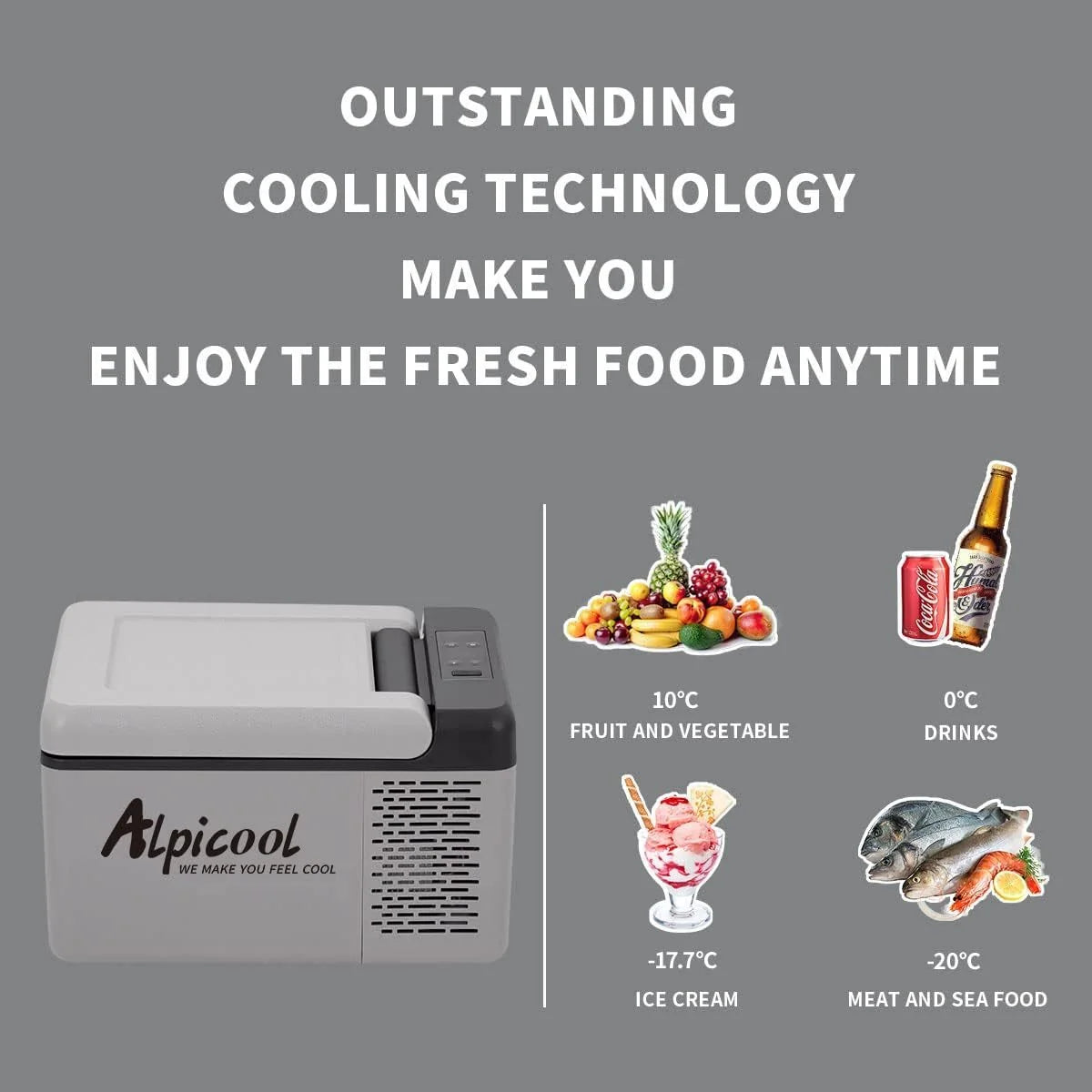 2026 Alpicool C12 12L Cool Box 12 V Mini Fridge Electric Compressor Car Fridge Camping Freezer Box Small Portable for Car, Tr