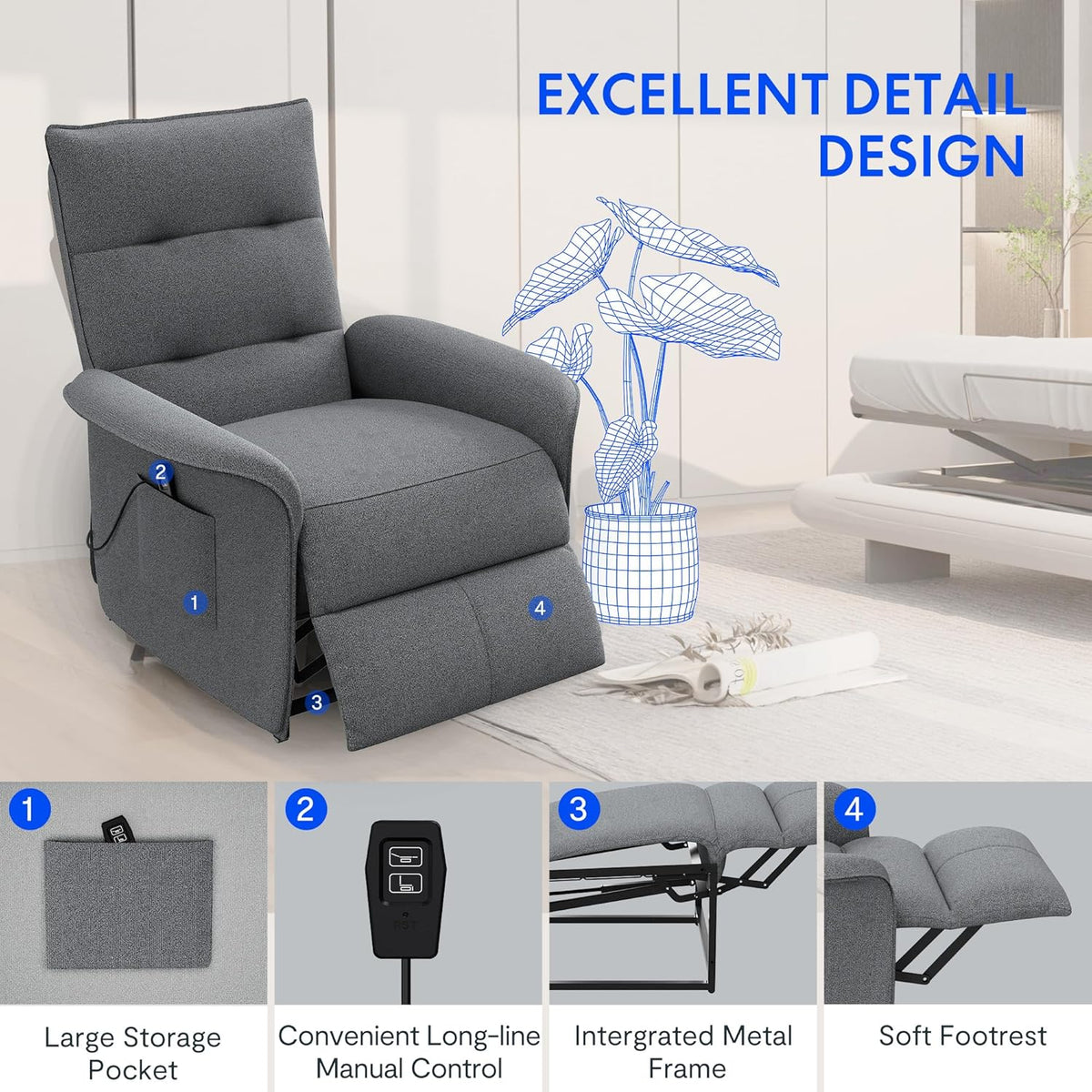 2026 FLEXISPOT electric relax chair with adjustable backrest, tiltable from 105° to 155°, reclining chair, ergonomic relax ch