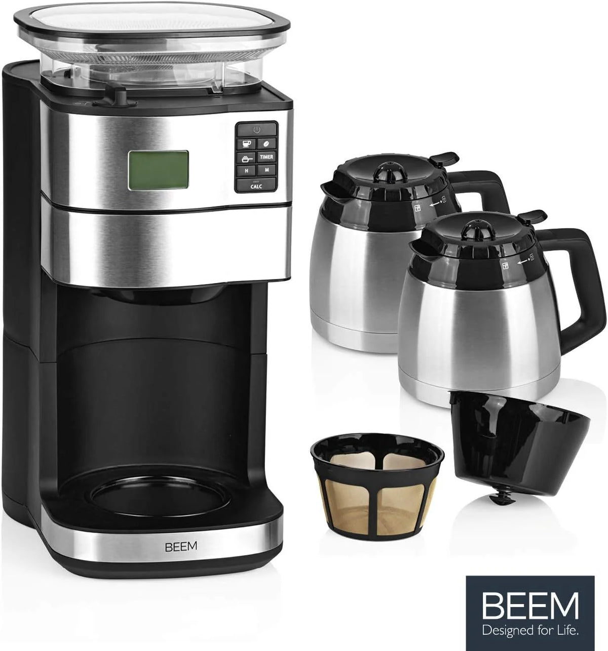 2026 BEEM FRESH-AROMA-PERFECT II filter coffee machine with grinder - Thermo | Stainless steel | Thermopot | 24h timer | 1000