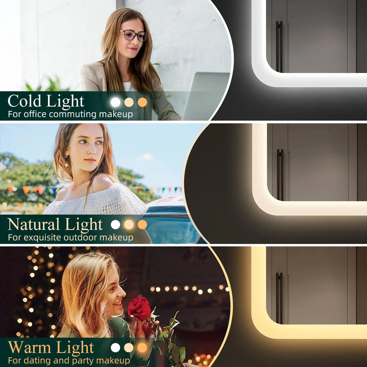2026 Bathroom mirror S'bagno with lighting 1200 x 700 mm, IP44, LED, Bluetooth, anti-fog, 3 light colours (3,000 K, 4,000 K
