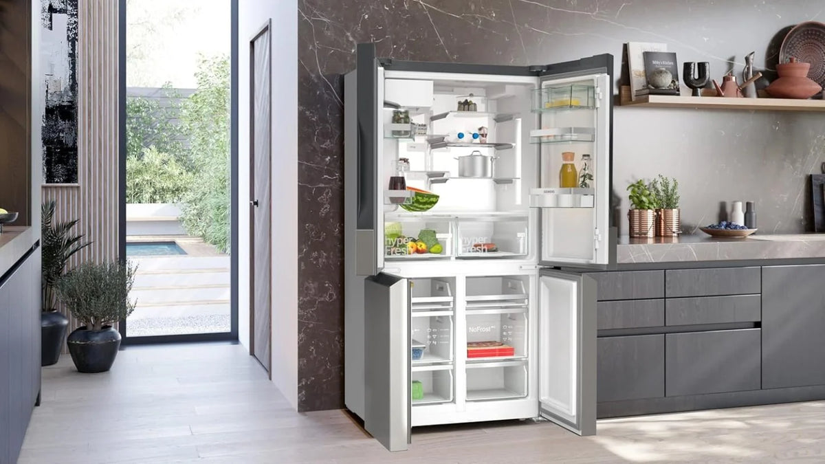 2026 SIEMENS KF96NVPEA iQ300 multi-door refrigerator, 183 x 91 cm, 405 L cooling & 200 L freezing, hyperFresh longer freshnes