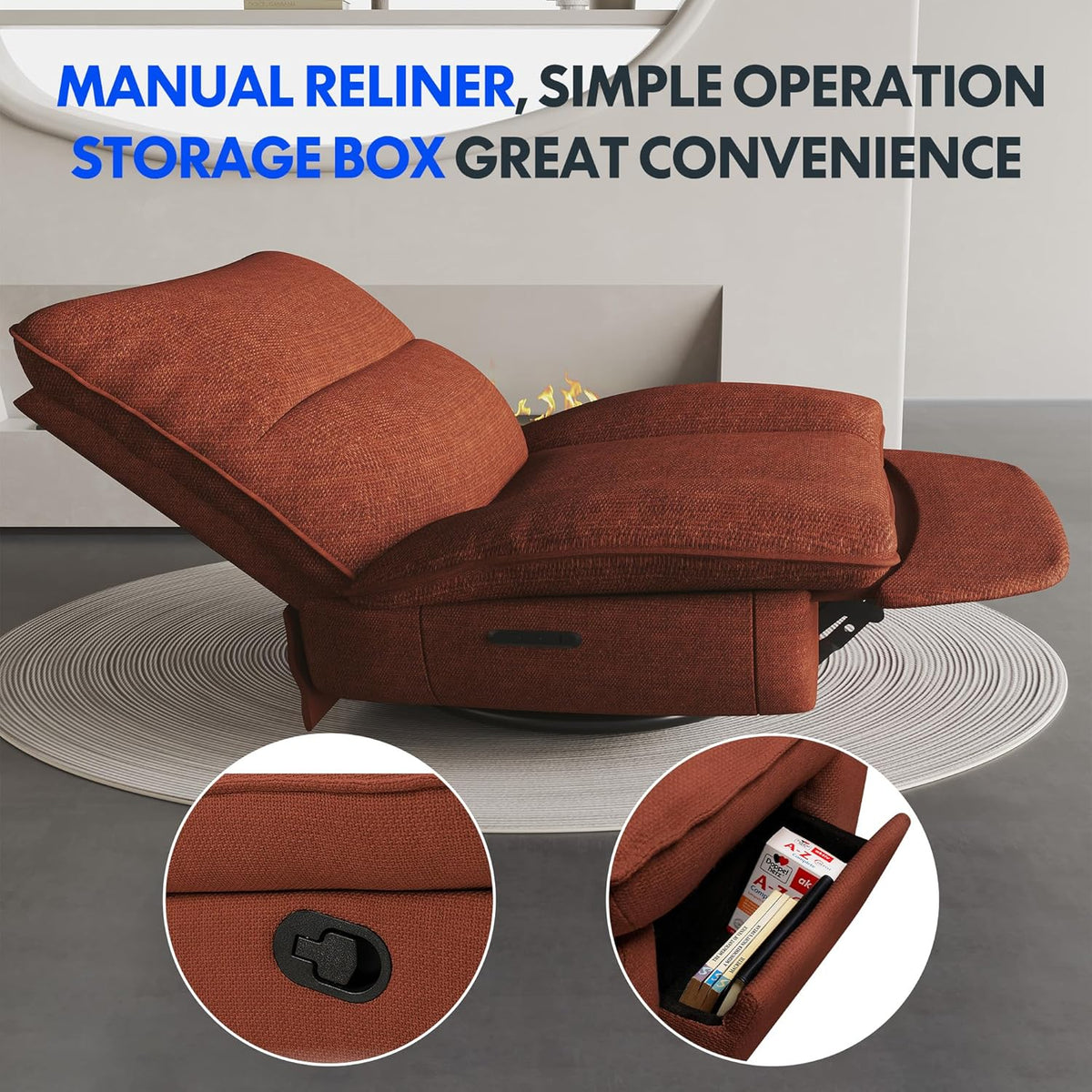 2026 FLEXISPOT XC6 reclining armchair, swinging sofa, TV chair with adjustable backrest, reclining armchair for bedroom, livi