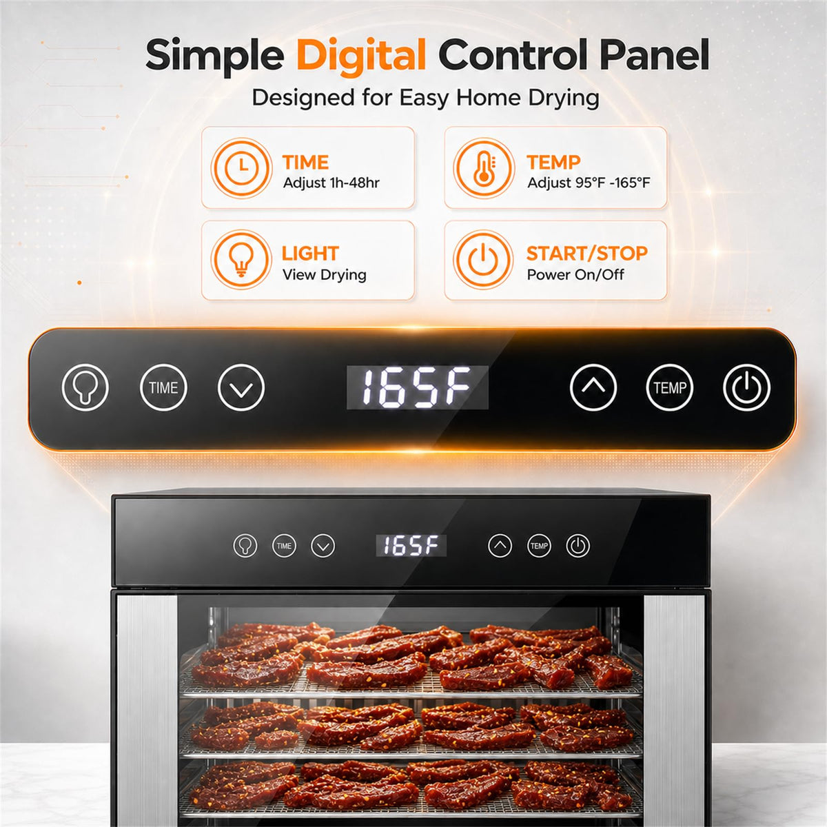 OSTBA Food Dehydrator with 8 Trays, 650W Dryer, 95–165°F Temp, 48H Timer ETL Certified | Double-Layer Stainless Steel | Dishwasher Safe | Food-Grade | LED Display | Low Noise | Recipe Included