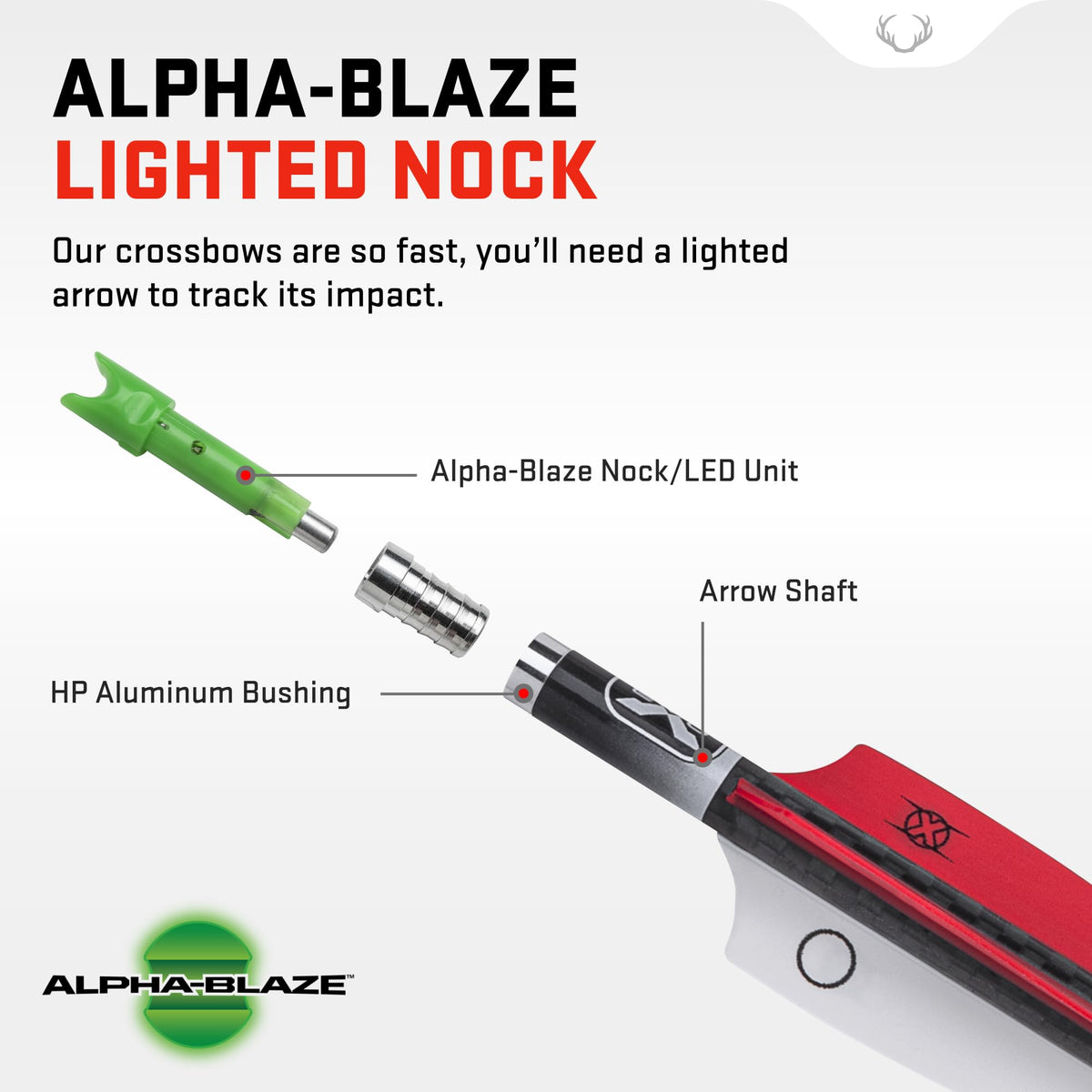 TenPoint Lighted Pro Elite 400-20" Carbon Crossbow Arrows, Pack of 3 - with Alpha-Blaze Lighted Nock & Alpha-Nock HP & HP Aluminum Bushing - Essential for Crossbow Hunting