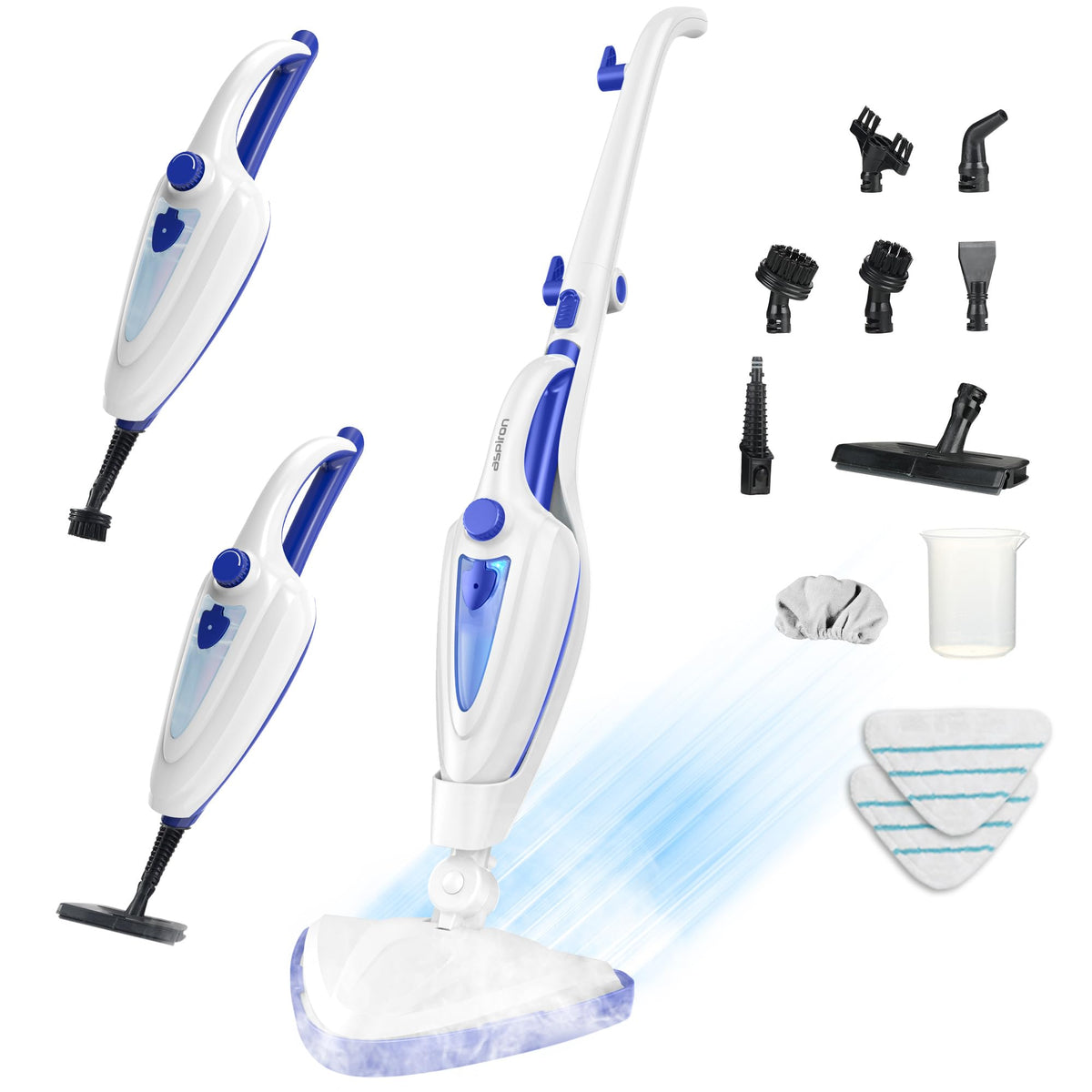 12-in-1 Steam Mop, 1500W Multifunction Detachable Handheld Steam Cleaner Fast 15s Heat-Up, 2 Dirt Grip Pads, Removes 99.99% Stubborn Stains for Hardwood Floors, Windows, Tiles, Furniture, Bl0920new
