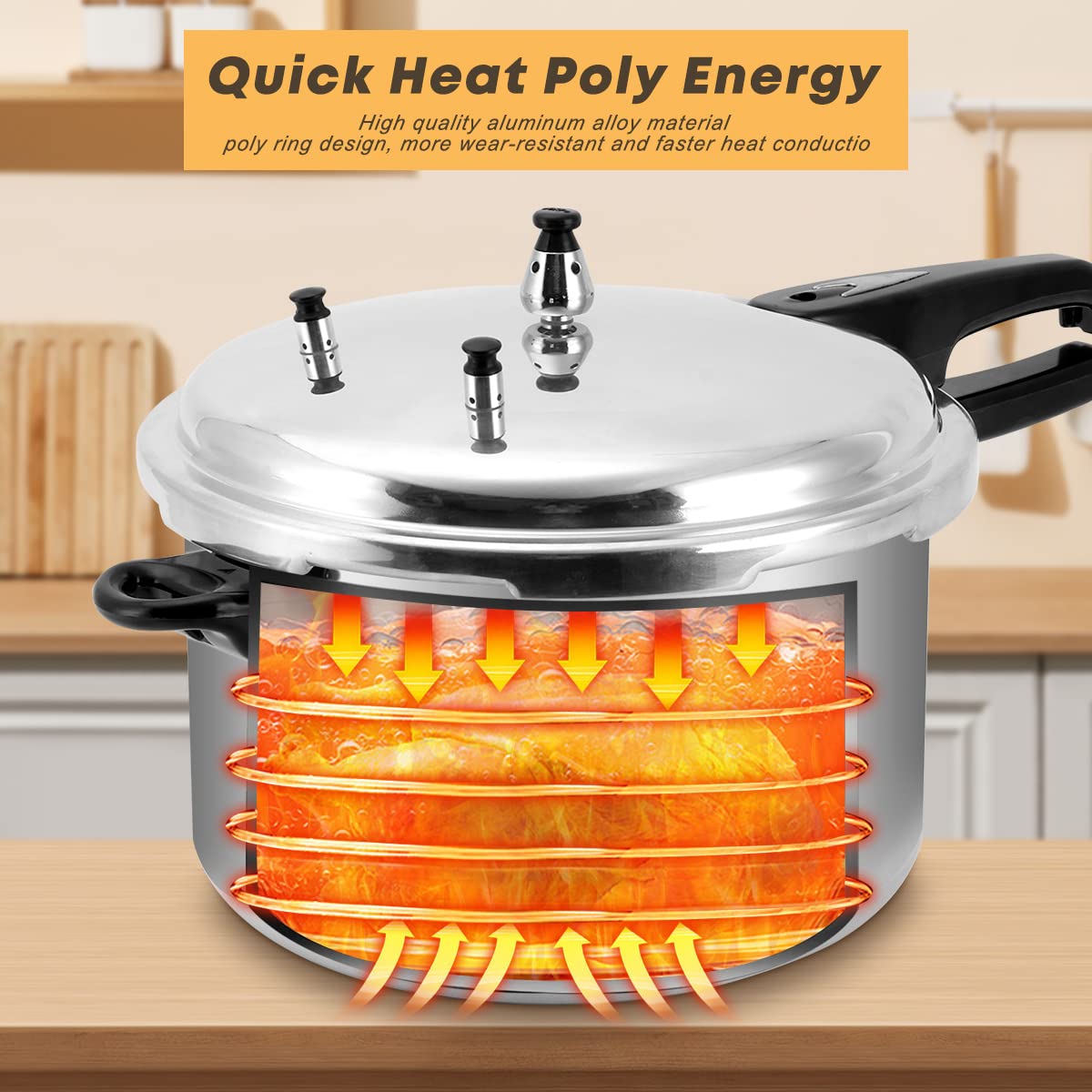 Fulgutonit 12 Quart Aluminum Pressure Cooker Aluminum Pressure Canner, Canning Rack Included, Easy Lock Lid, For Canning & Steaming