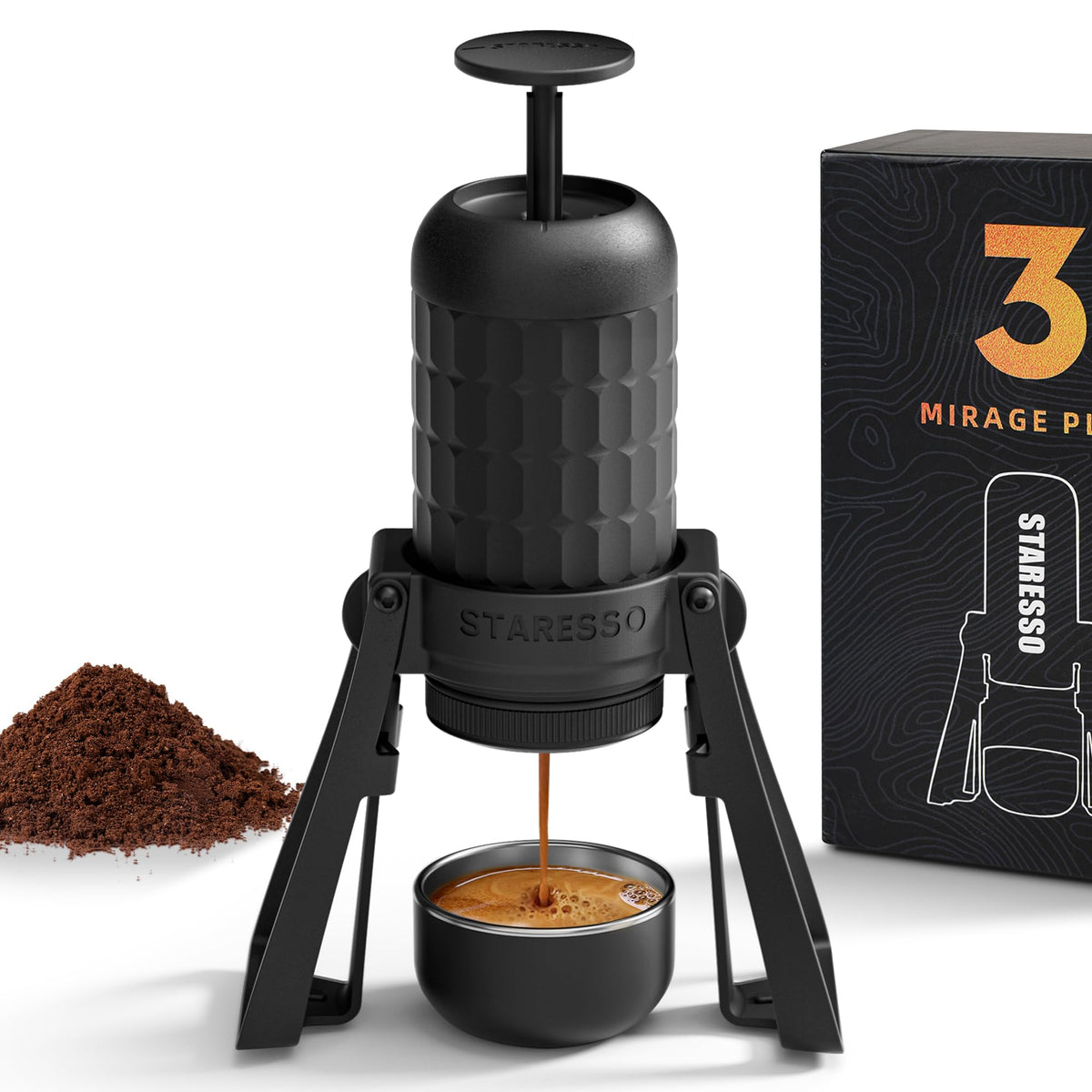 STARESSO PLUS SP300 Manual Espresso Machine, Portable Coffee Maker Compatible Ground Coffee with Pressurized Filter, Espresso Maker for Home Travel Camping Office, Non-Electric