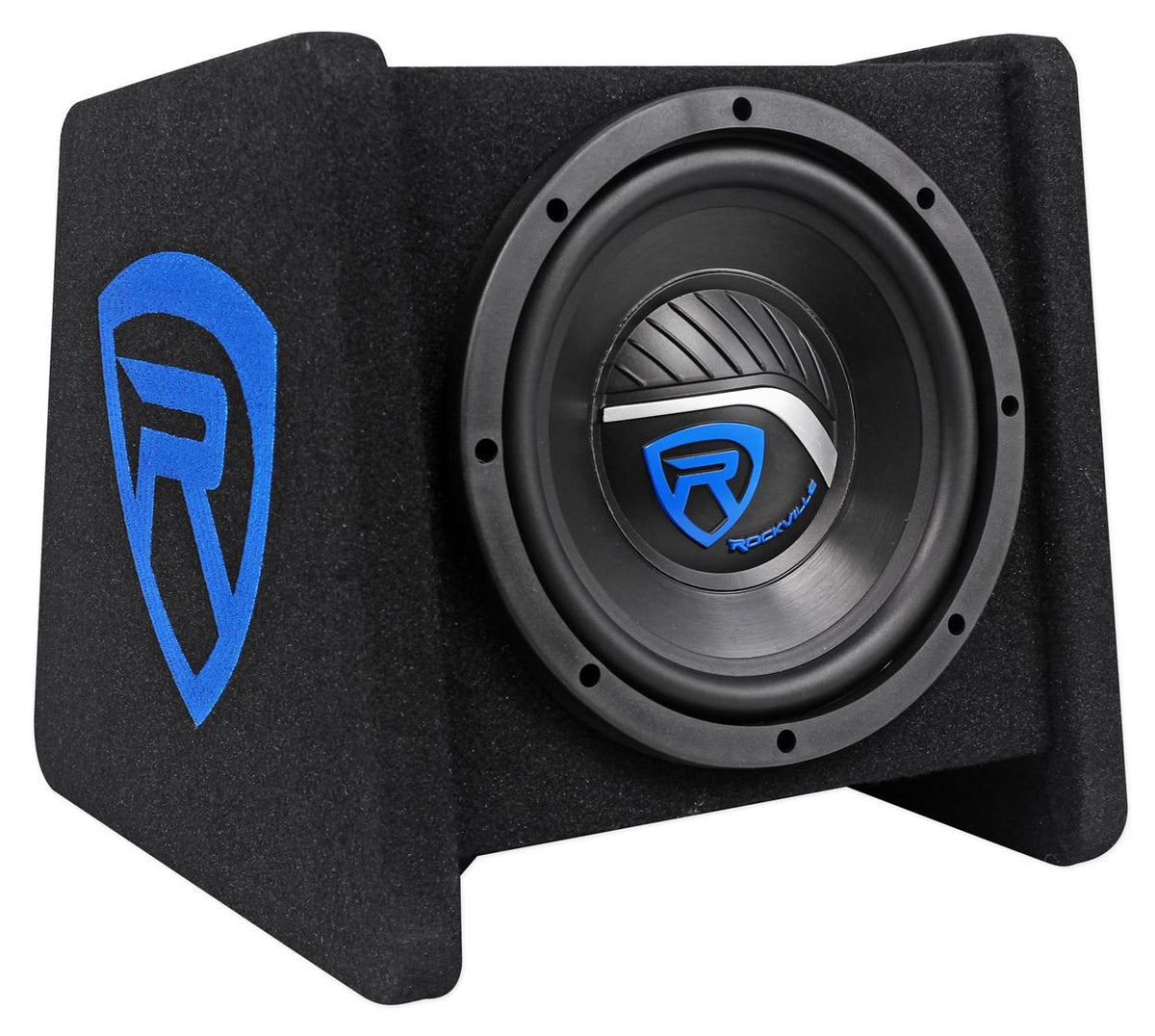 Rockville RV8.1A 400W 8" Loaded Car Subwoofer Enclosure, Mono Amplifier 400W Peak / 125W RMS, 8 AWG Amp Kit, Bass Knob, Vented, CEA-2006, Subsonic Filter, Low Pass Crossover