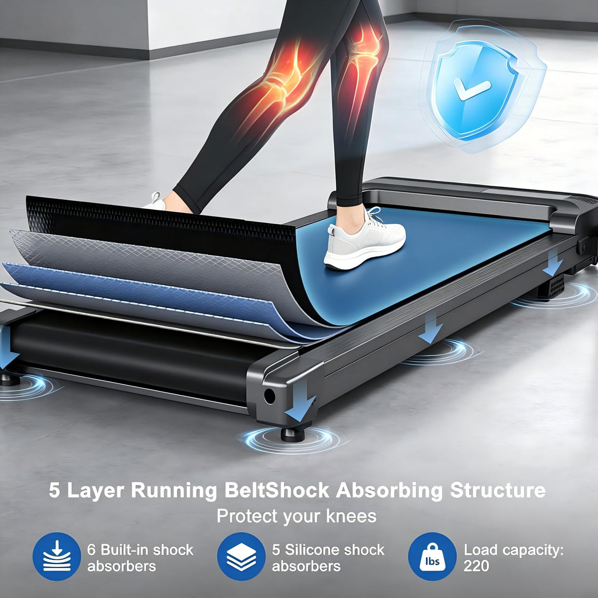 Treadmills for Home Walking Pad Machine- Foldable Treadmill with Handle Bar for Running Jogging Gym, Compact Portable Caminadora Electrica w/Quiet Motor, Folding Tred Mills w/LED Dispay Pcrignbm