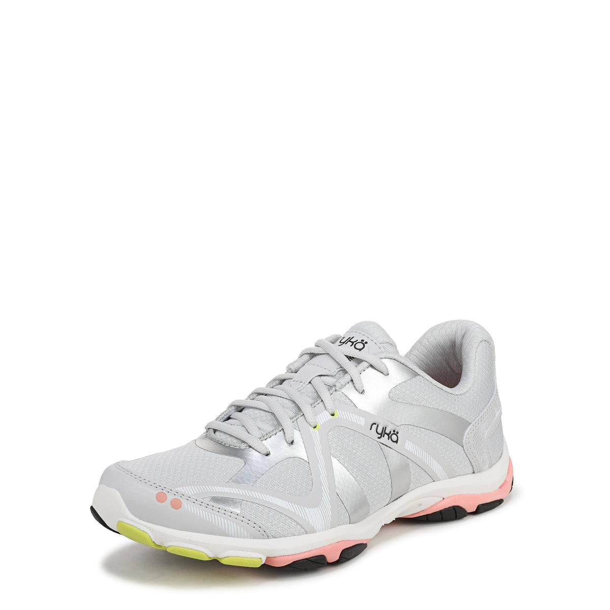 Ryka Women's Influence Cross Trainer Dance fitness shoe, Arch support, Breathable mesh, Lace-up front, Soft cushioning, Padded heel, Pivot point, Rubber sole