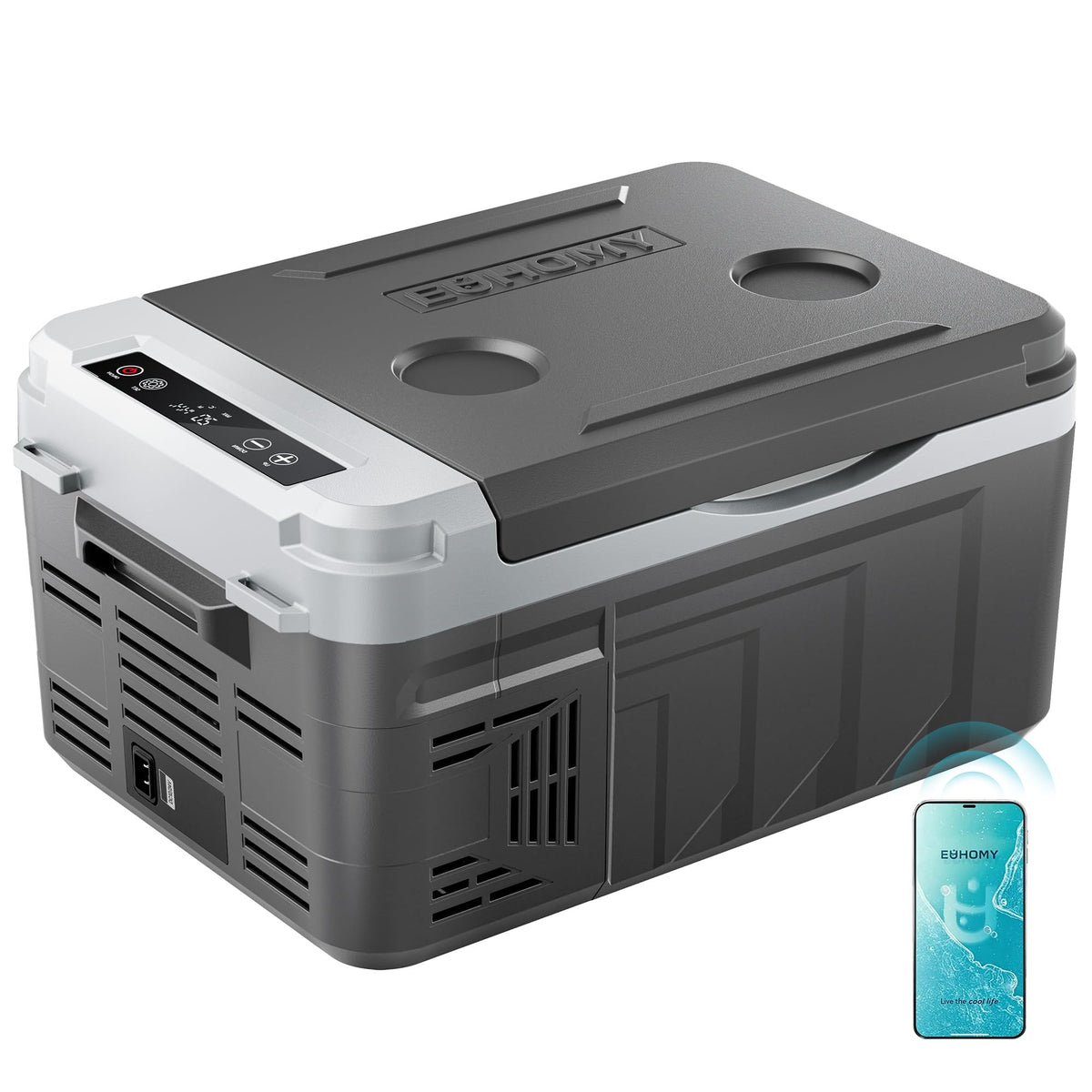 EUHOMY 12QT 12 Volt Refrigerator, Portable Car Fridge with App Control No Ice Needed, 12V&100-240V,Compressor Cooling, ECO/MAX Modes, 3-Level Battery Protection, 45 dB, Camping/RV/Travel Use