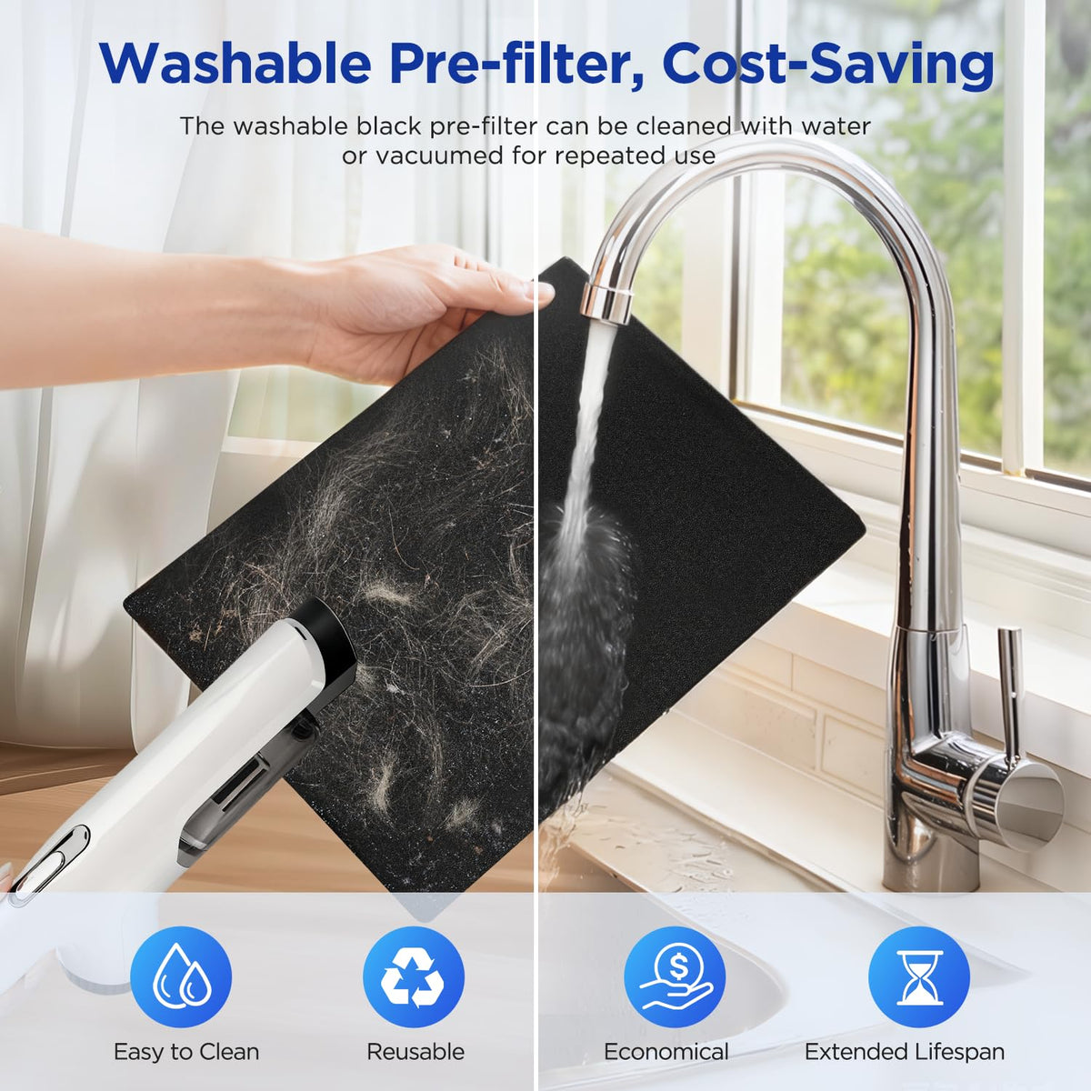 MOOKA Air Purifier for Home Bedroom Large Room 2200 Ft², HEPA Filter, White Washable Pre-Filter, Auto Mode, Quiet Sleep Mode, PM2.5 Air Quality Monitor, Air Cleaner for Pet Dust Smoke Pollen, KJ190H