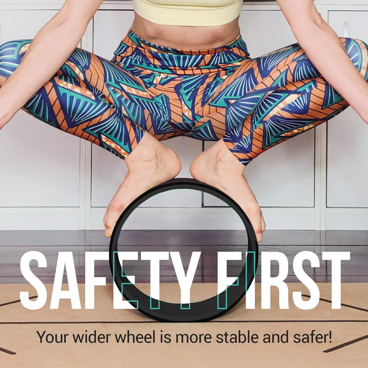 Yoga Wheel Set - Extra Wide Jumbo Wheel & Mini Massage Wheel Stretching Strap with Starter Guide - Deep Stretches Plus Targeted Muscle Relief - Relieve Back Pain & Improve Mobility