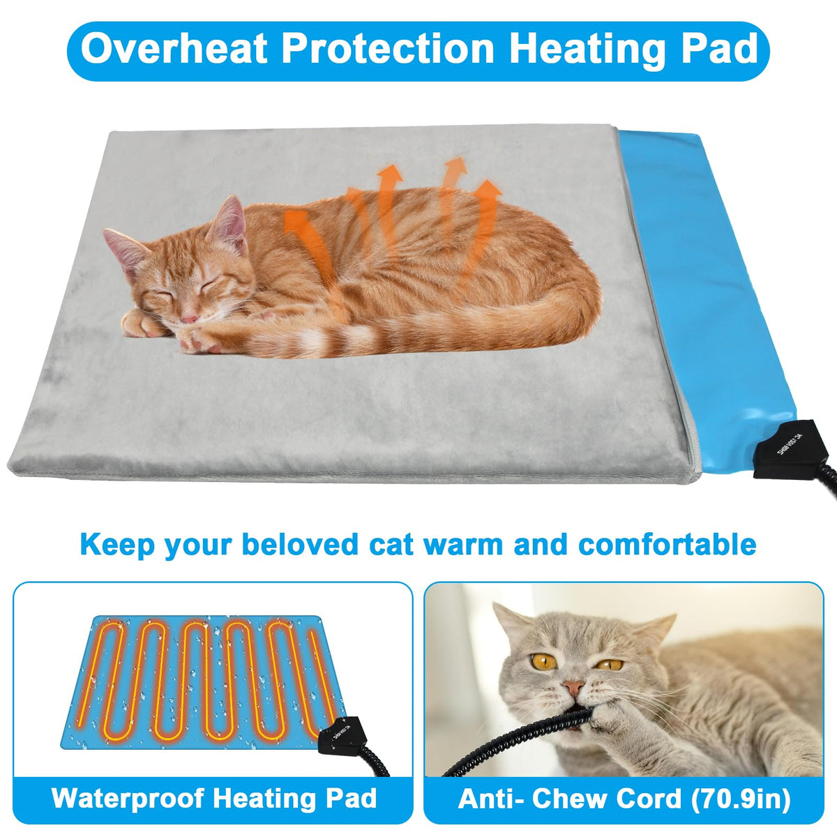 Indestructible Heated Cat House for Outside Winter, Heated Outdoor Cat House Weatherproof with Escape Door, Waterproof & Insulated Outdoor Cat Shelter for Feral Stray Cat Kitty. 17.7"x15"x17.5"